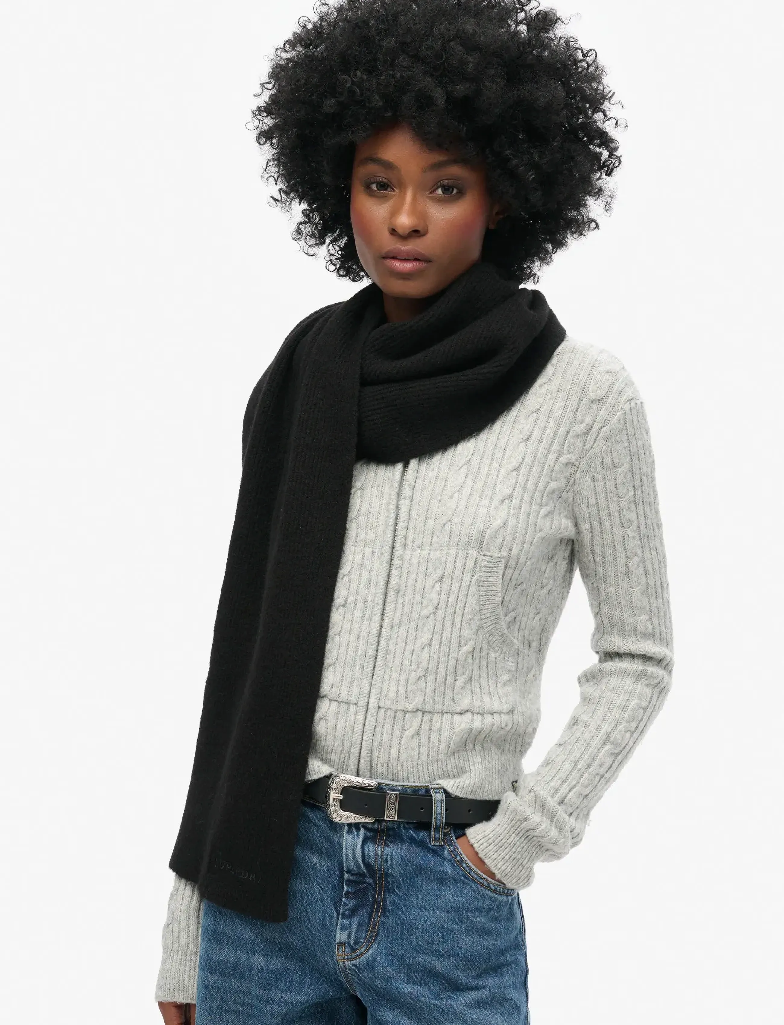 Superdry SOFT RIB KNIT SCARF - Accessoarer - BLACK / black
