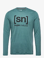 super.natural - M LOGO LS - pitkähihaiset t-paidat - hydro melange/pirate grey - 0