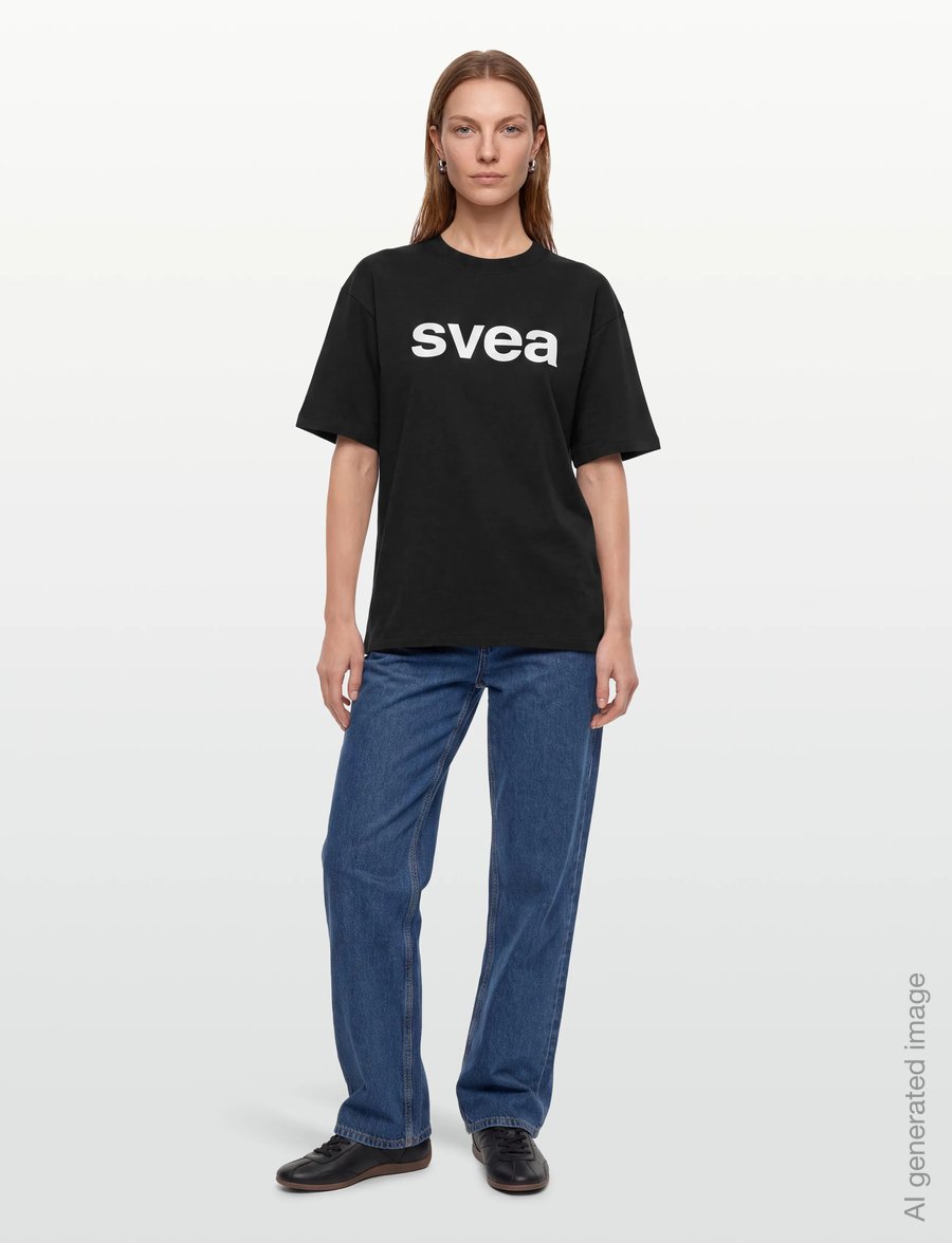 Svea - SWAustin Boxy Logo SS T-Shirt - t-shirts - black - 0