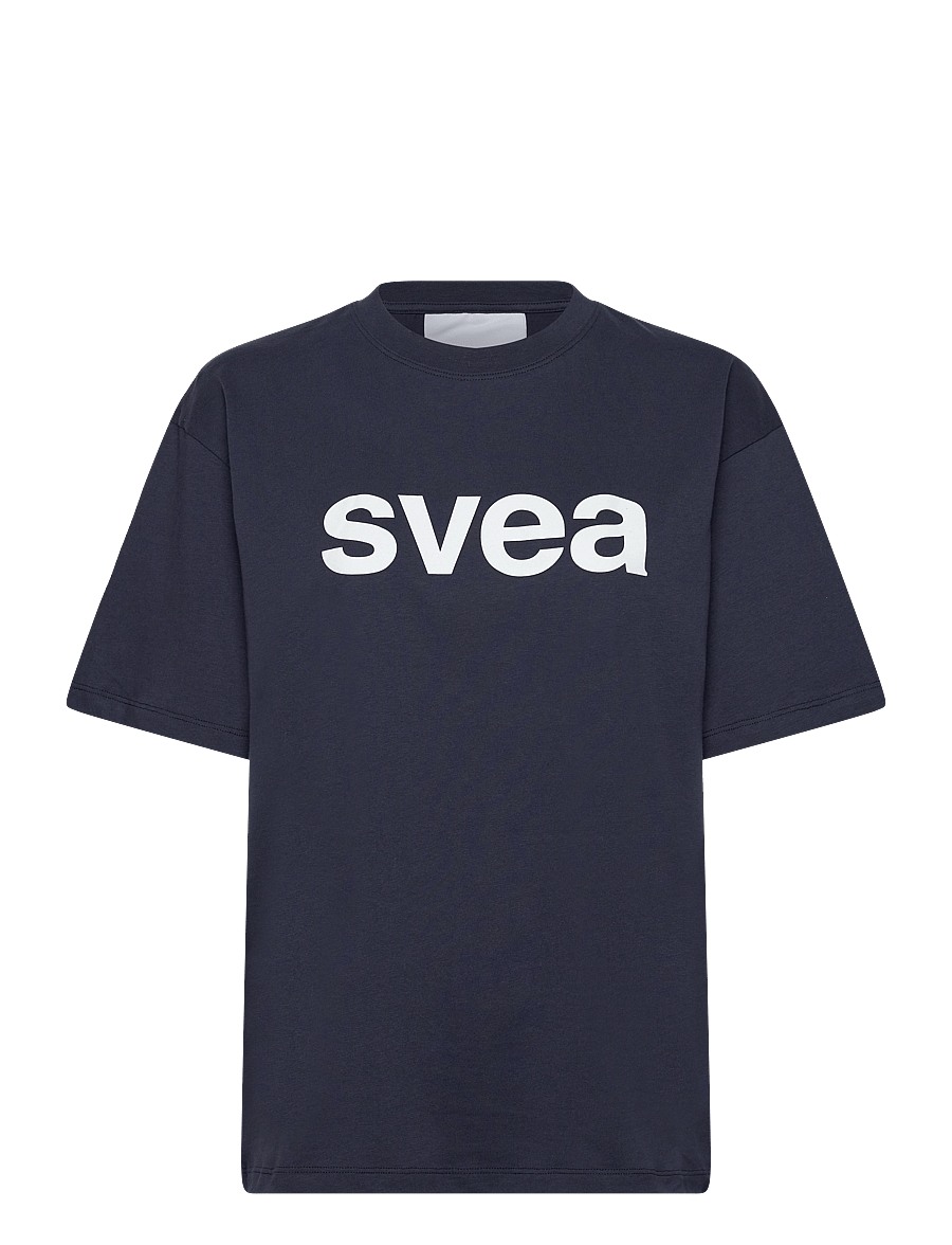 Svea - SWAustin Boxy Logo SS T-Shirt - t-shirts - navy - 0