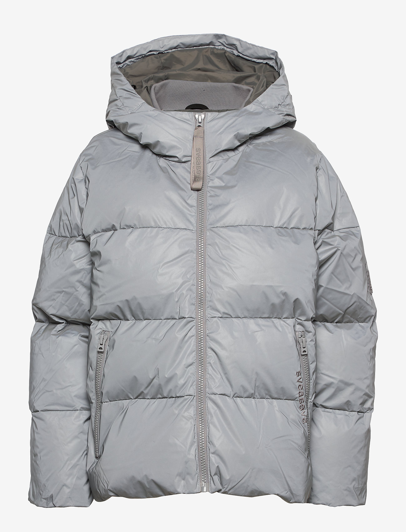 Svea - Short Padded Hood Jacket - silver - 1