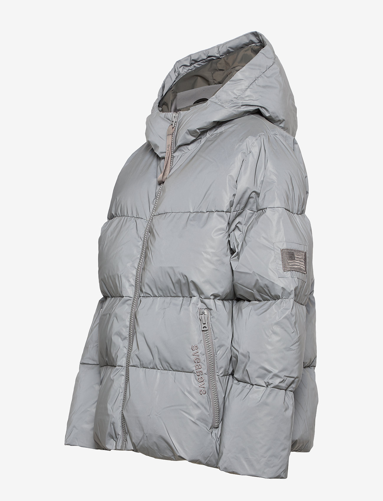 Svea - Short Padded Hood Jacket - silver - 3