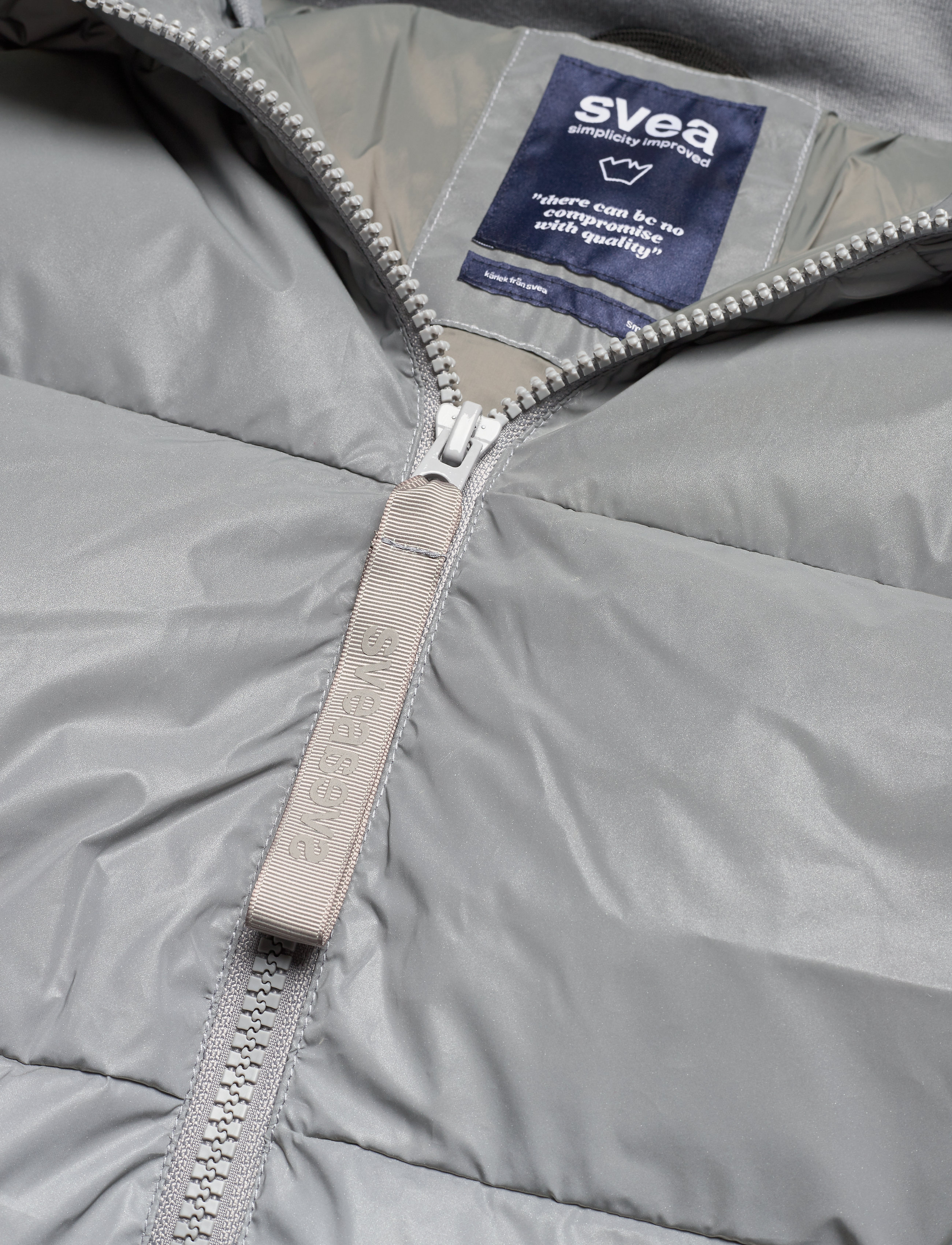 Svea - Short Padded Hood Jacket - silver - 4