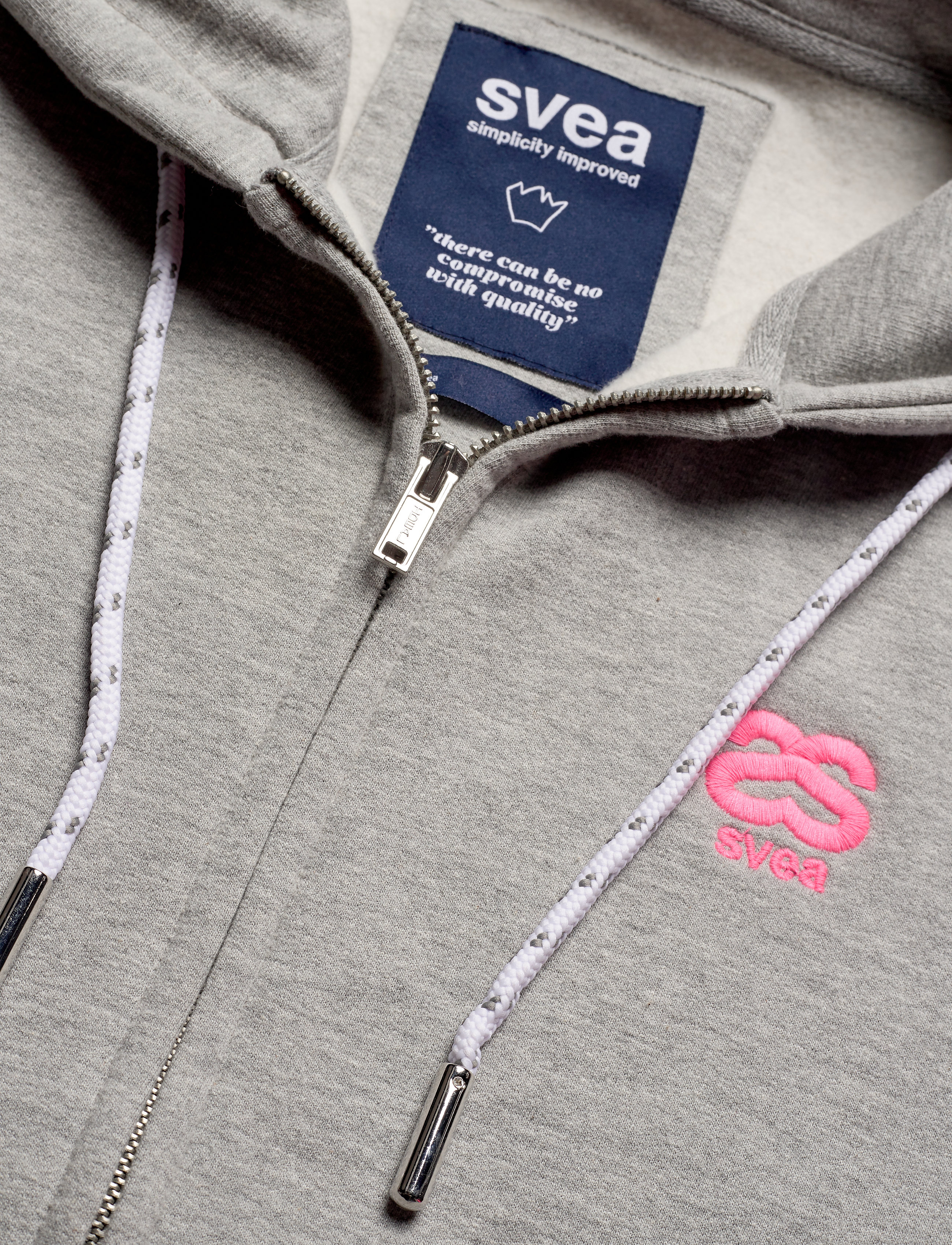 Svea - SVEA WOVEN LOGO TAPE ZIP HOOD - grey melange - 2