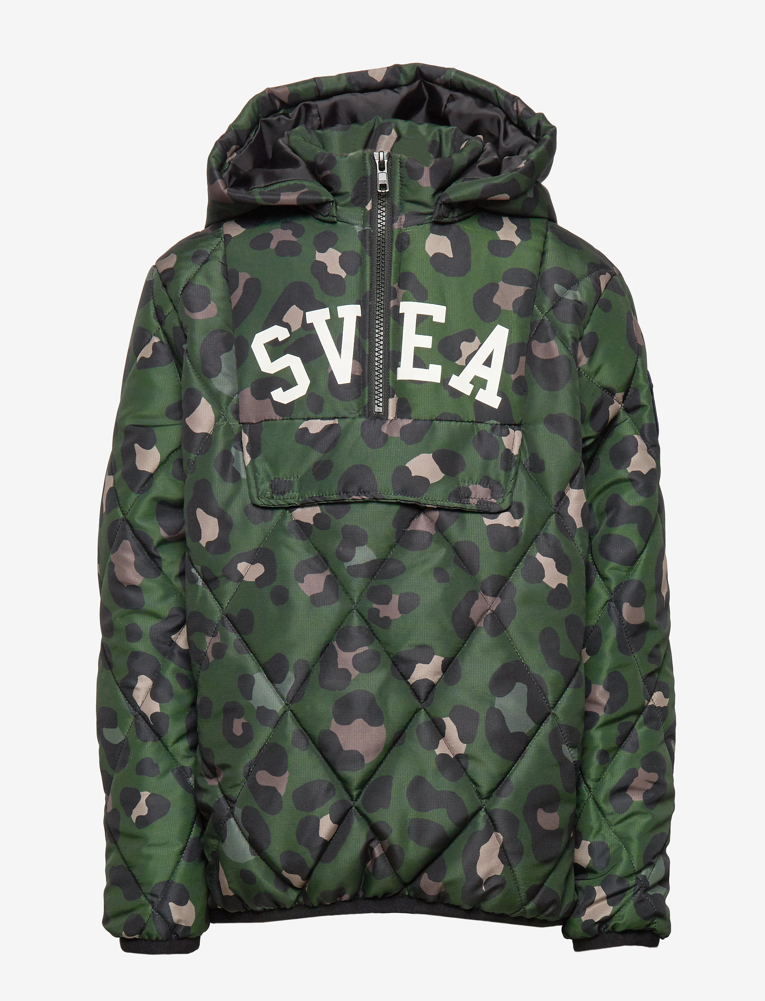 Svea - K. Quilted Anorak Hood Jacket - green leo - 1