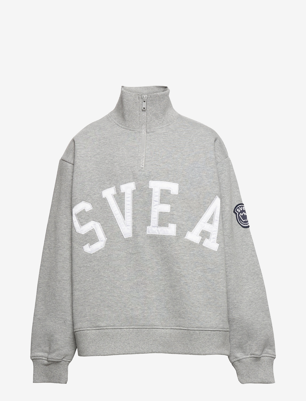 Svea - K. Half Zip Logo Sweat - grey melange - 0
