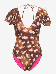 Svea - W. Frilly Swimsuit - badedragter - brown deer - 0
