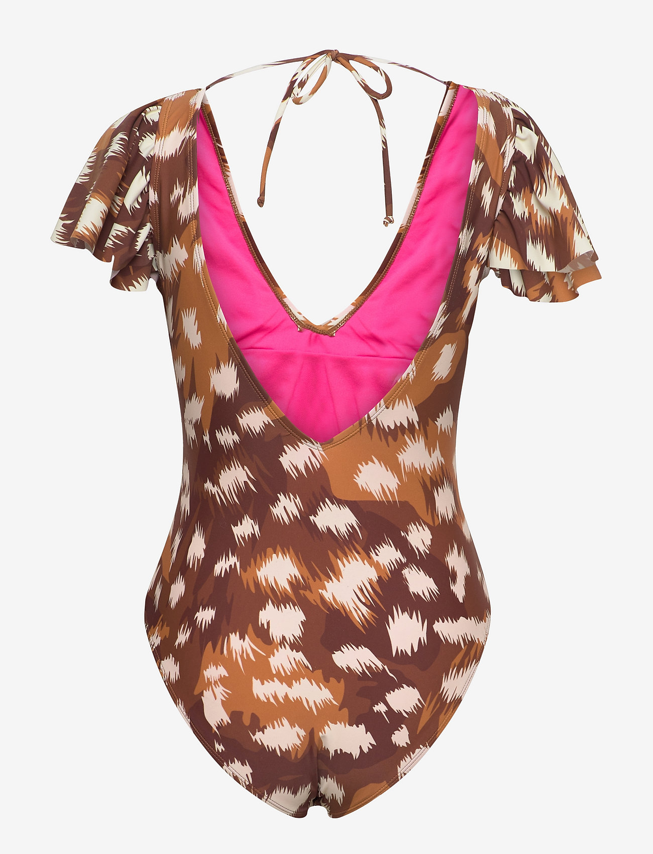 Svea - W. Frilly Swimsuit - baddräkter - brown deer - 1