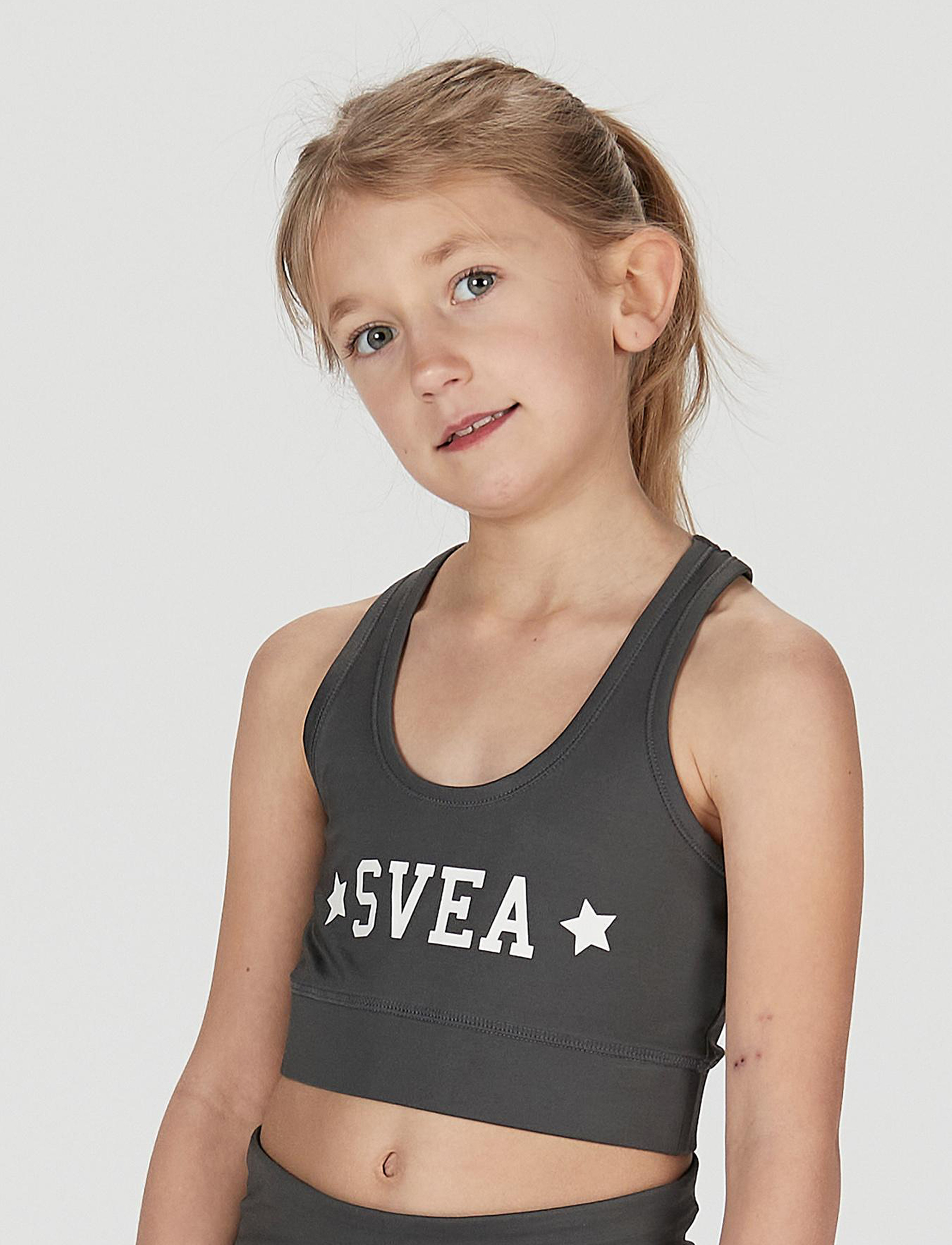 Svea K. Sporty Star Top, Børn, Racerback Sports BH, Sort, Str: 110