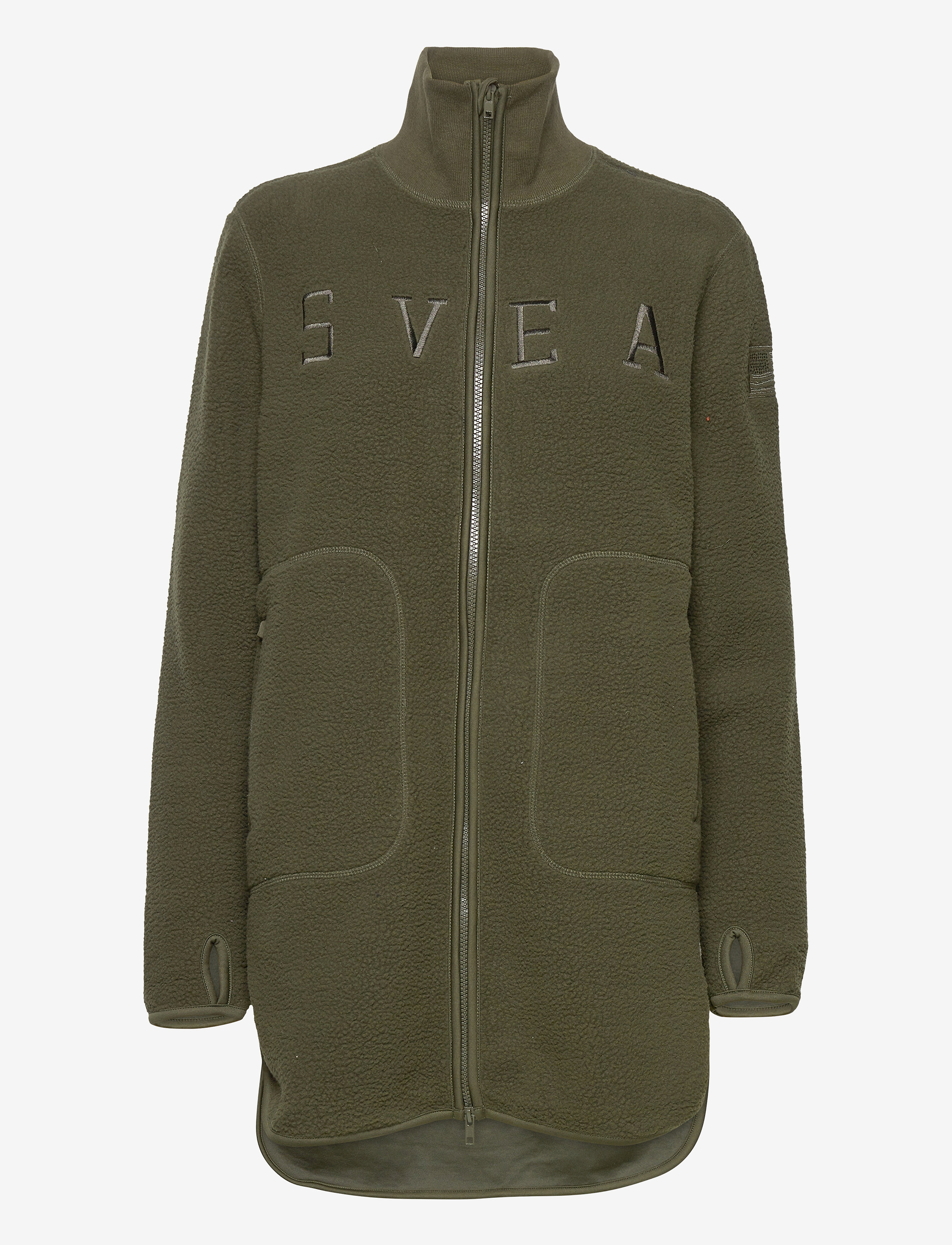 Svea - W. Long Pile Zip Sweat - dark army - 0