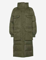 Svea - W. Balloon Sleeve Puffer Coat - winter jackets - dark army - 0