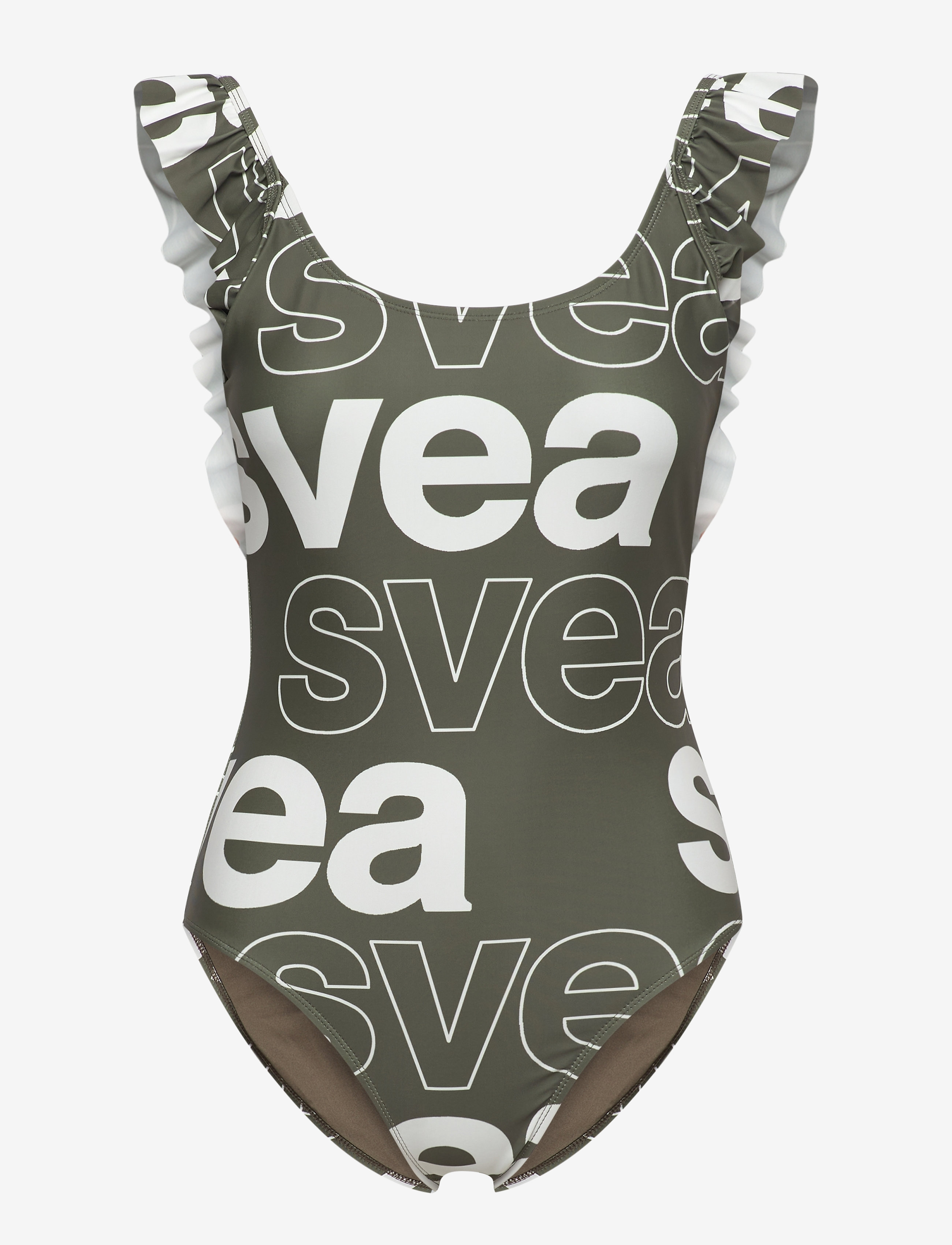 Svea W. Ruffle Swimsuit - Svea - DARK ARMY / multi