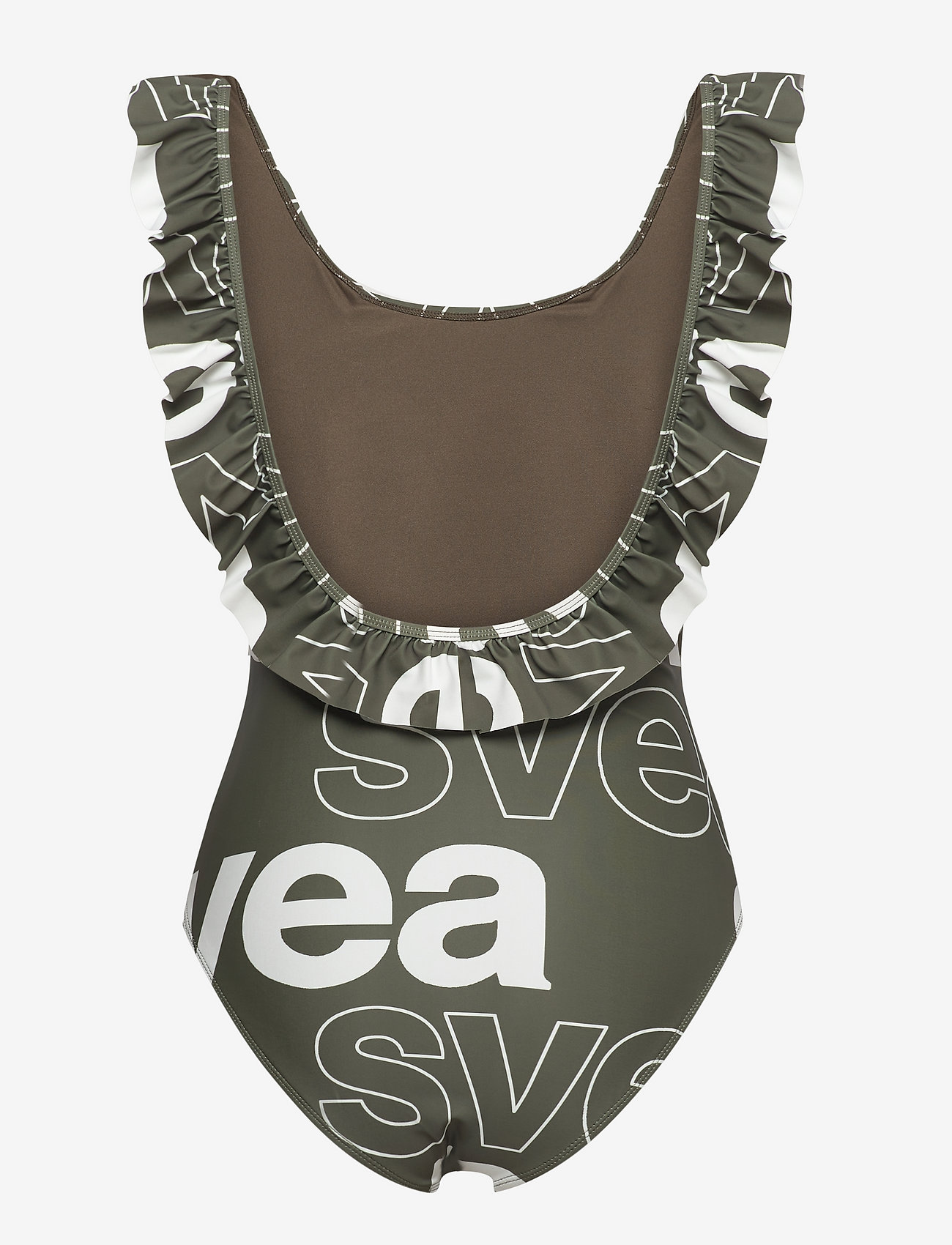 Svea - W. Ruffle Swimsuit - badedragter - dark army - 1
