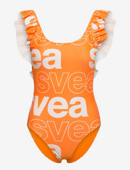 Svea - W. Ruffle Swimsuit - uimapuvut - strong orange - 0