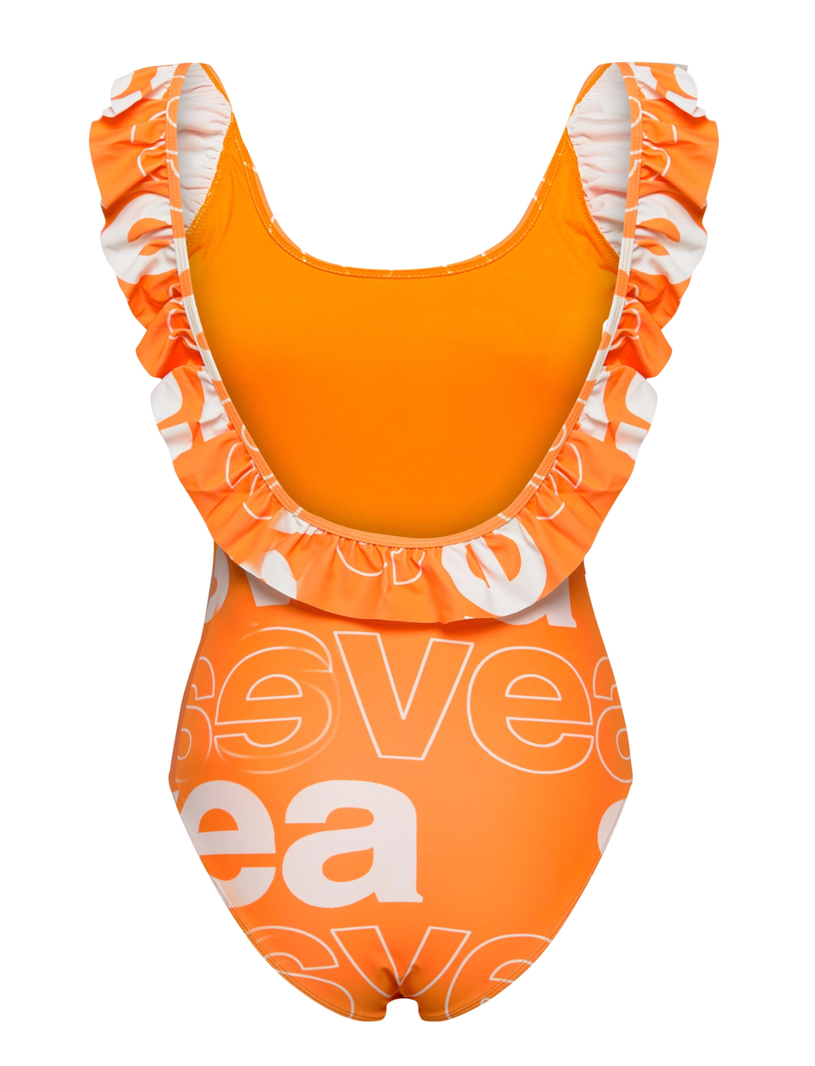 Svea - W. Ruffle Swimsuit - swimsuits - strong orange - 1