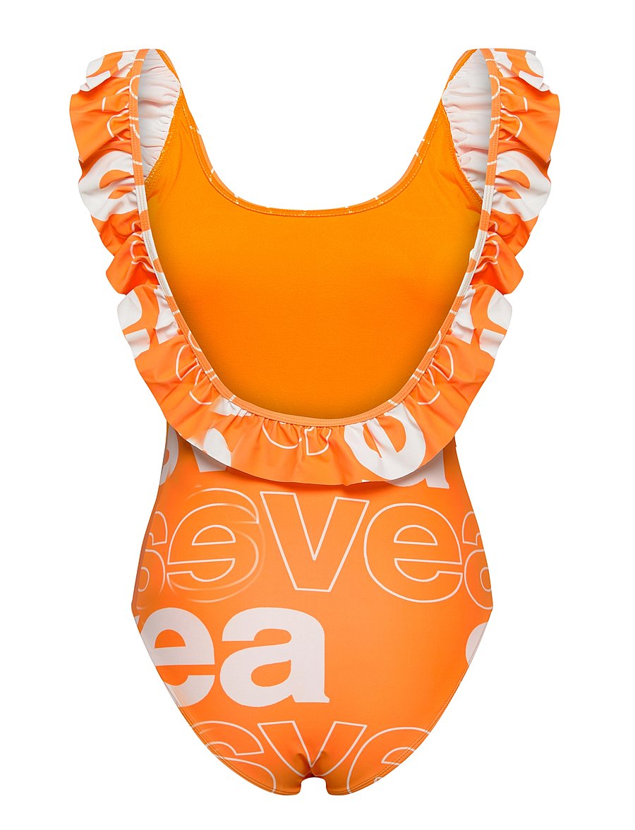 Svea - W. Ruffle Swimsuit - badedragter - strong orange - 1