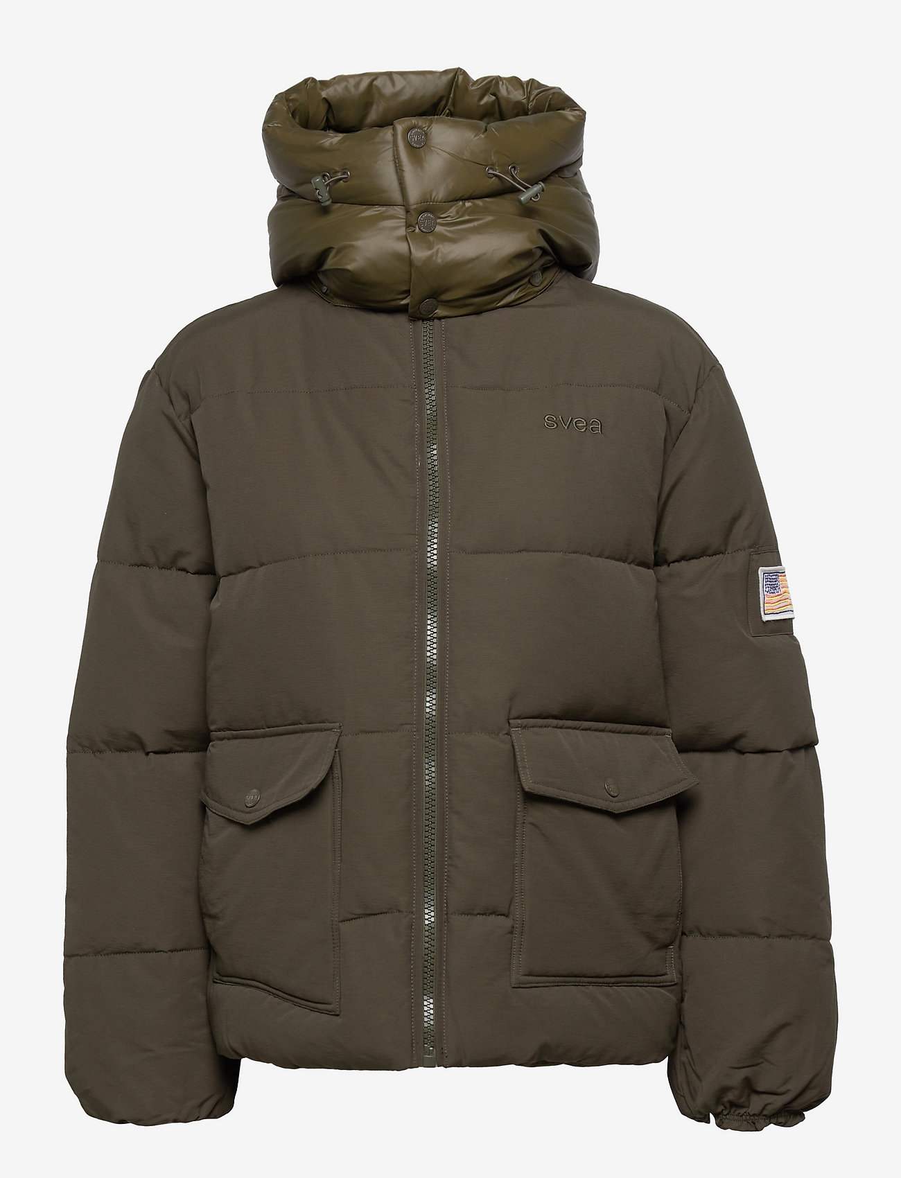 Svea - W. Hooded Puffer Jacket - winter jackets - dark army - 0