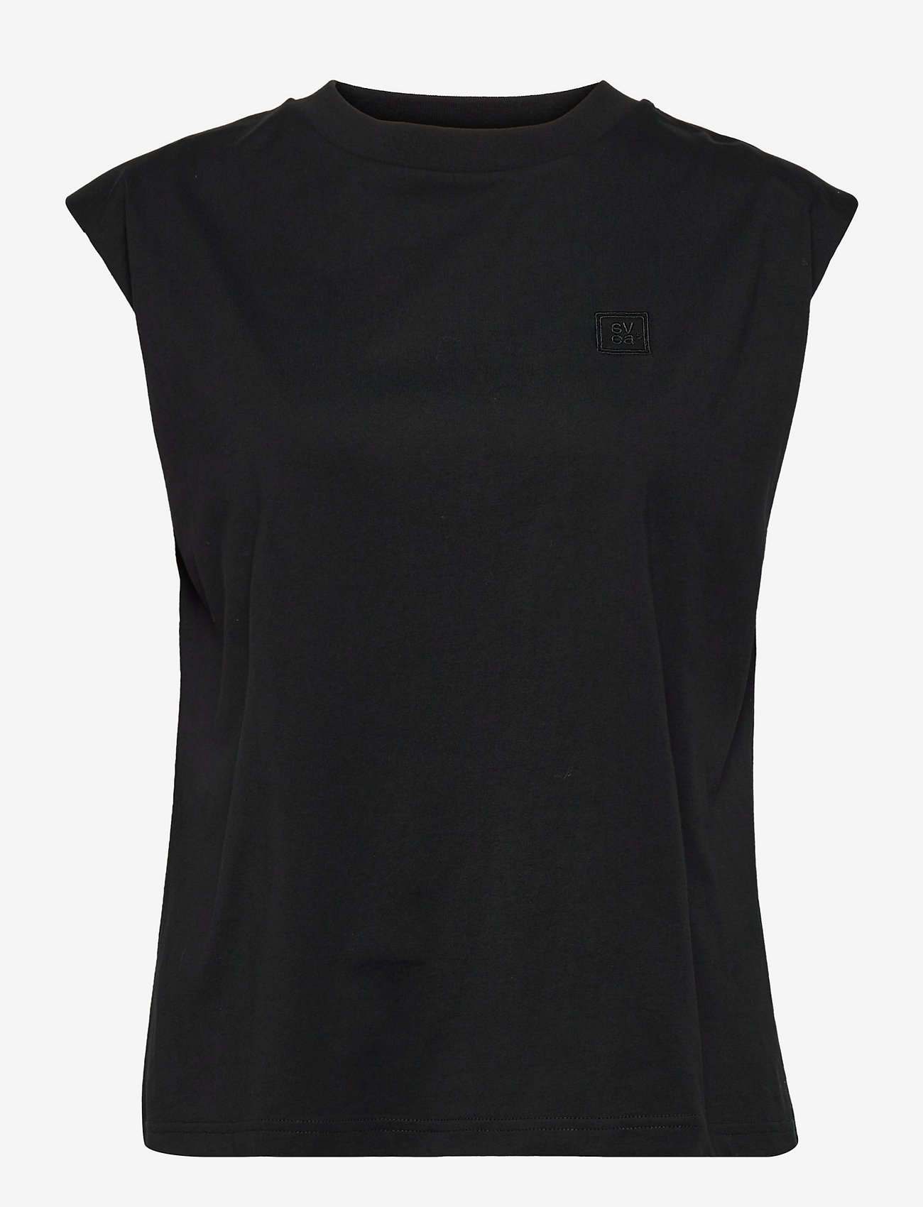 W. Padded Shoulder Tee - BLACK