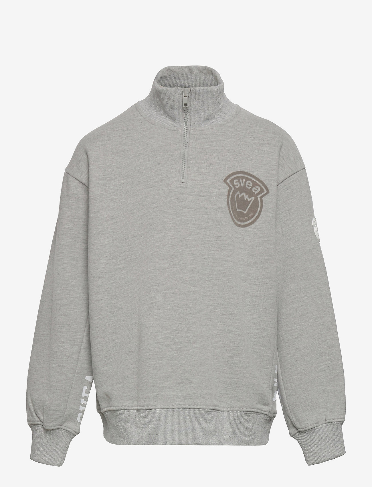 Svea - K. Half Zip Stripe Sweat - grey melange - 0