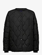 W. Mid Length Quilted Jacket - BLACK