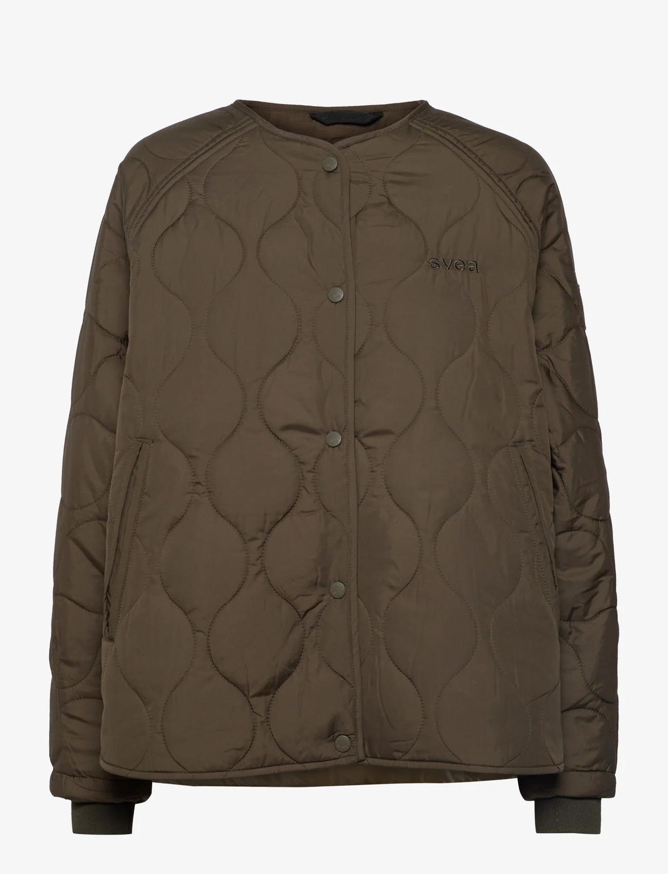 Svea - W. Mid Length Quilted Jacket - spring jackets - dark army - 0