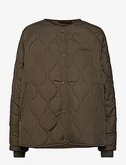 Svea - W. Mid Length Quilted Jacket - spring jackets - dark army - 0