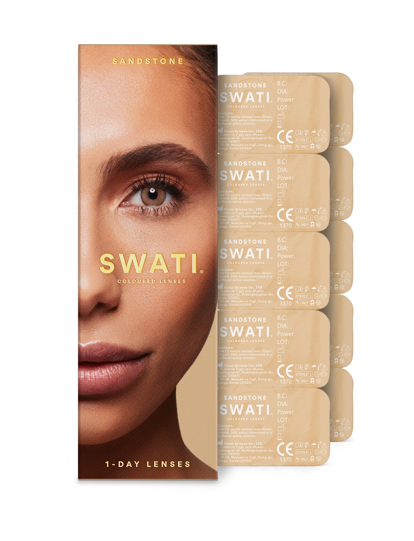 SWATI Cosmetics Sanstone 1-Day Lenses (2X5 Pairs), Farvet linse, Str: 30 g
