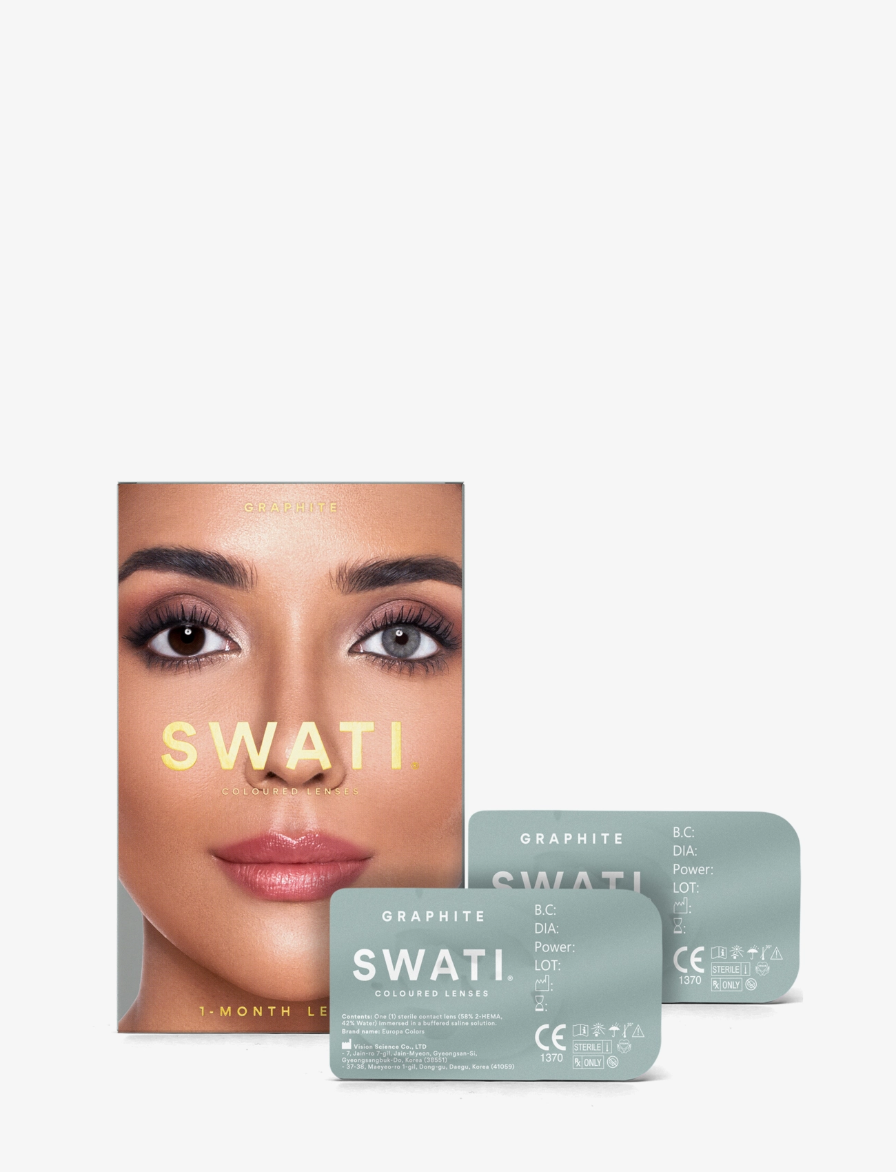 SWATI Cosmetics Graphite- 1 Month, Farvet linse, Nude, Str: 30 g