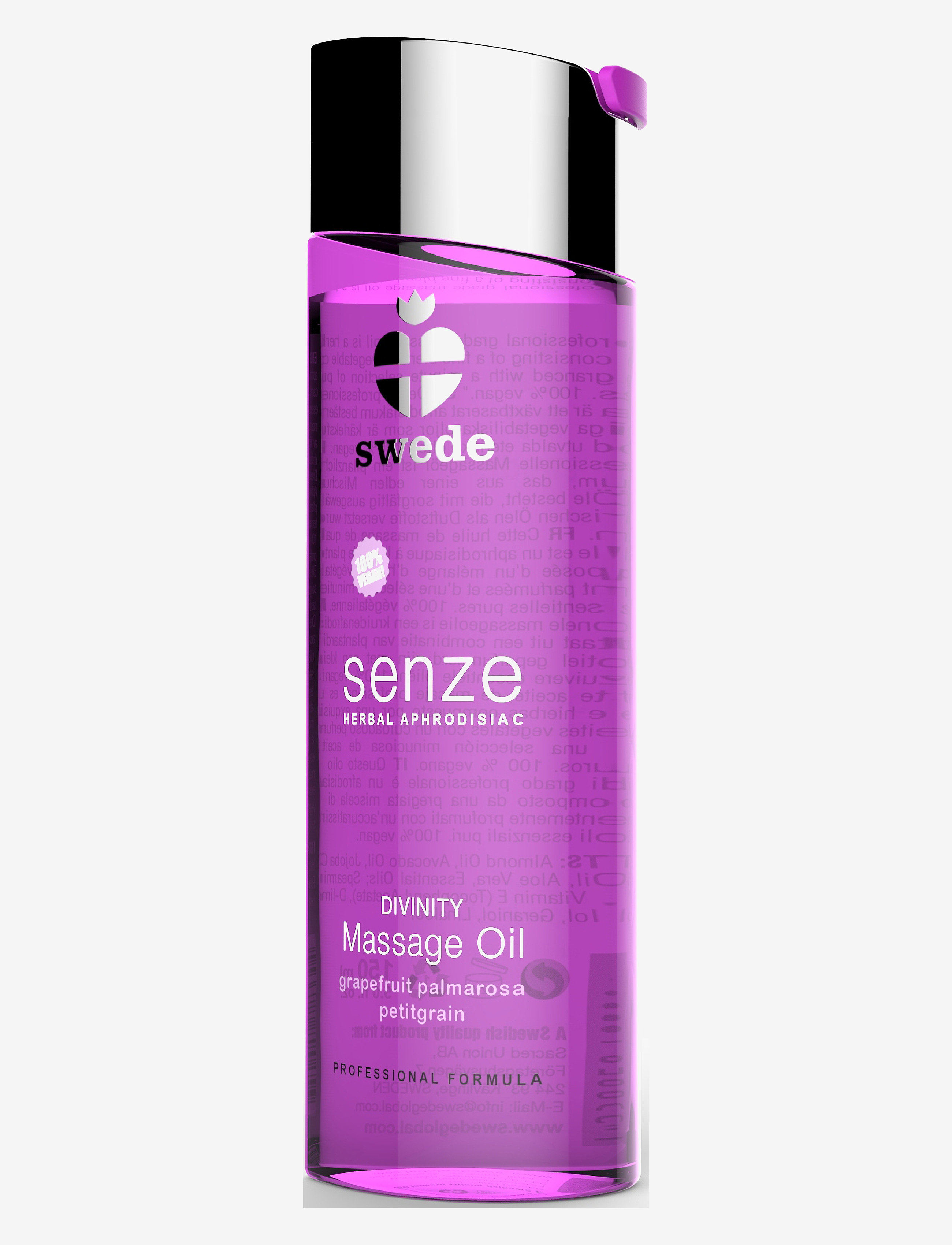 Swede Divinity Massage Oil Grapefruit Palmarosa Petitgrain, Body Vinegar & Dressing Bottless, Nude, Str: 75 ml