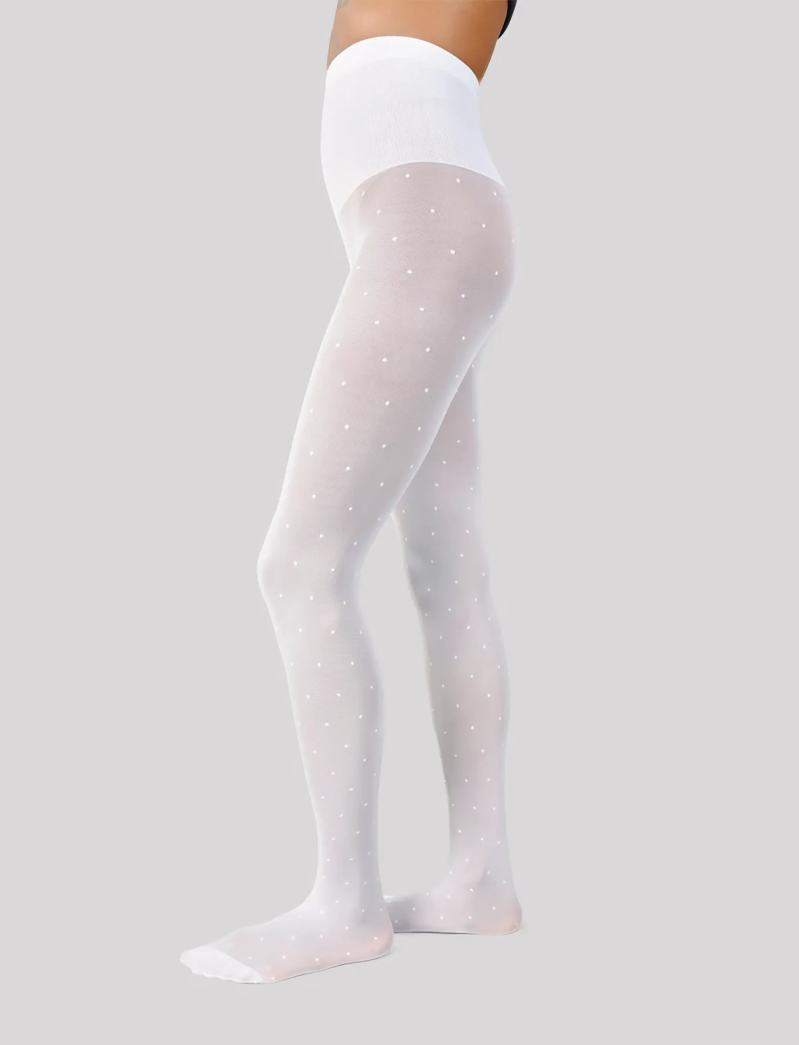 Swedish Stockings Doris Dots tights 40D - Swedish Stockings - WHITE / white