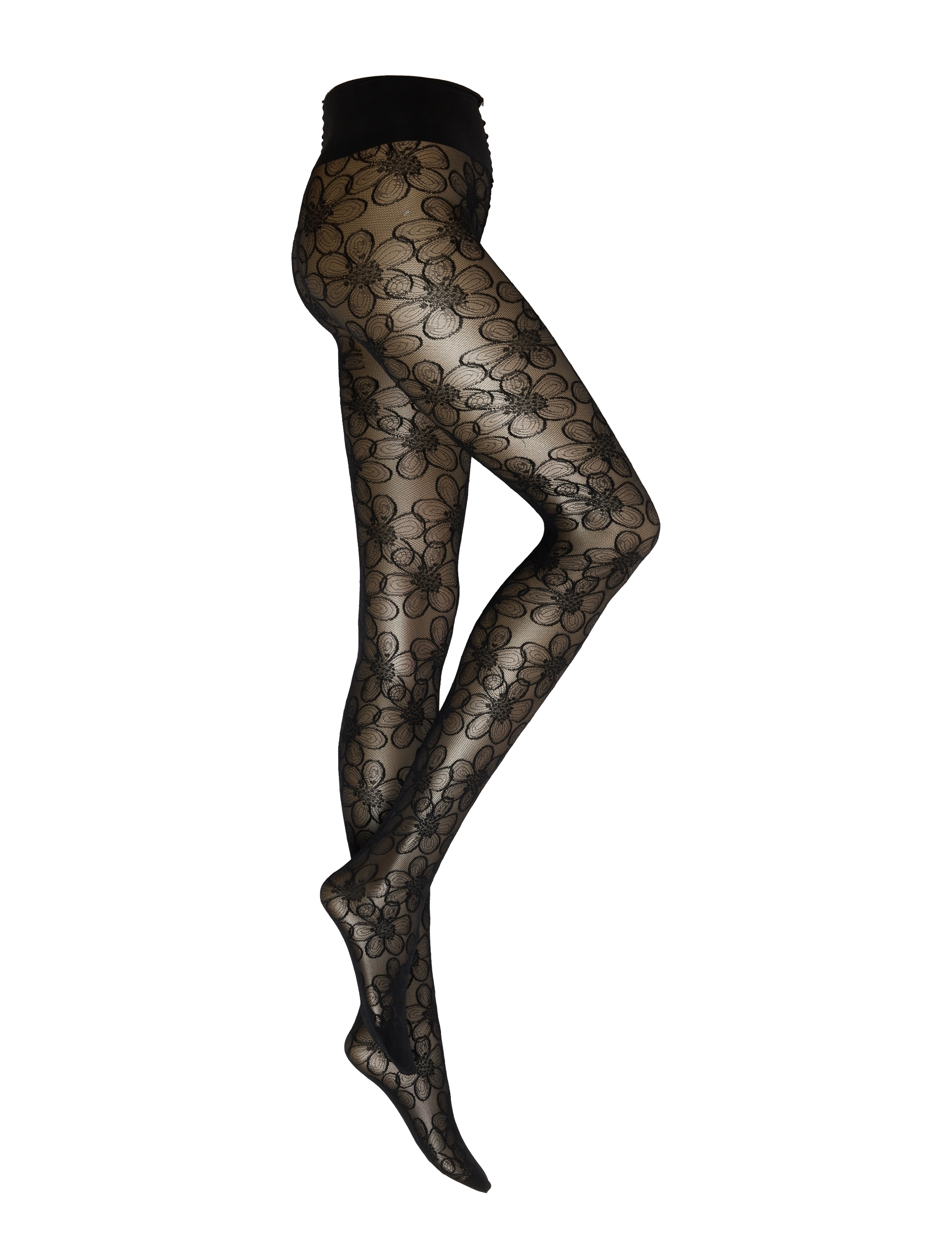 SWEDISH STOCKINGS Maja Flower Strumpfhose Schwarz - S - Damen