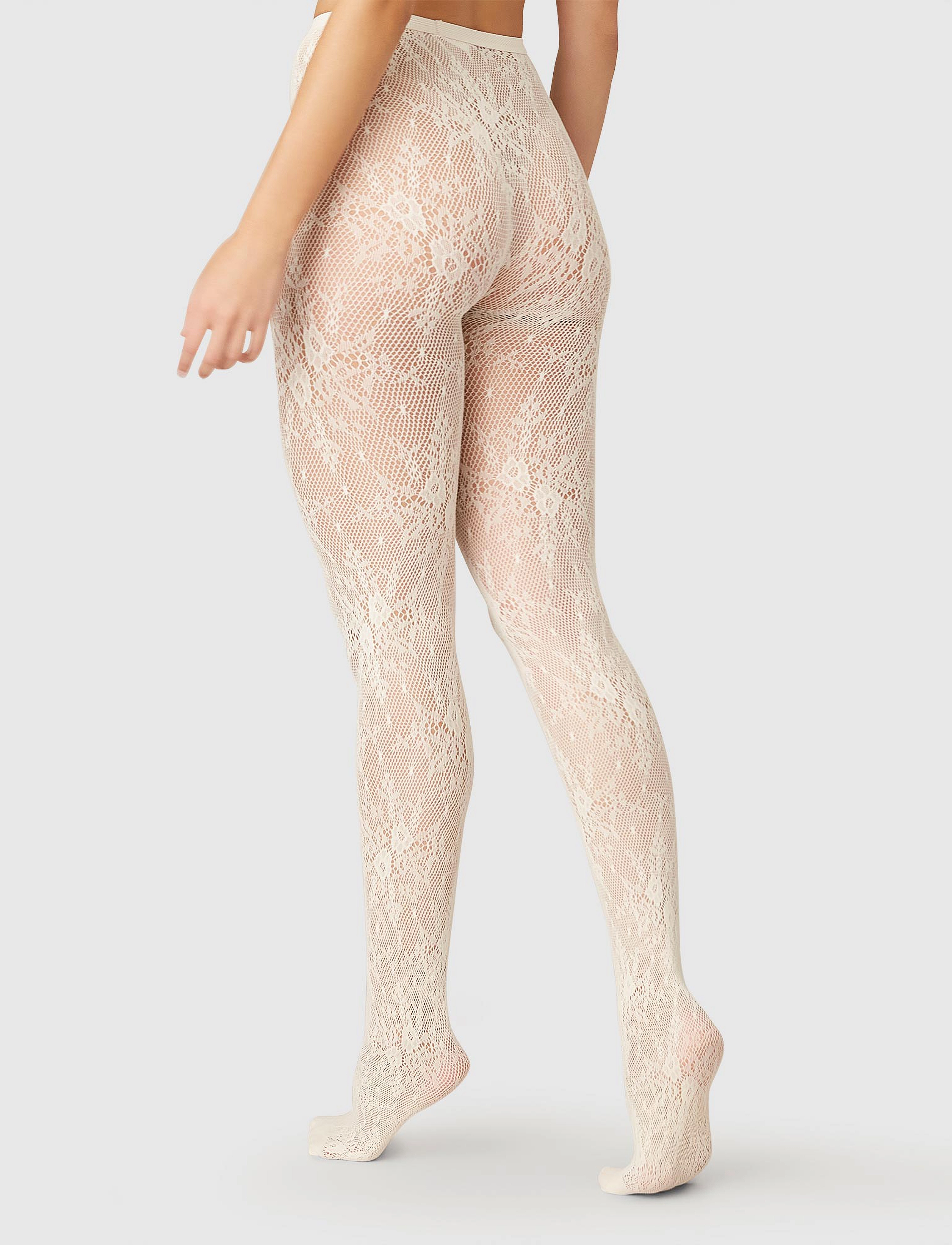 Swedish Stockings Rosa Lace Tights, L, White, Lingeri > Strømpebukser & Leggings, Dame
