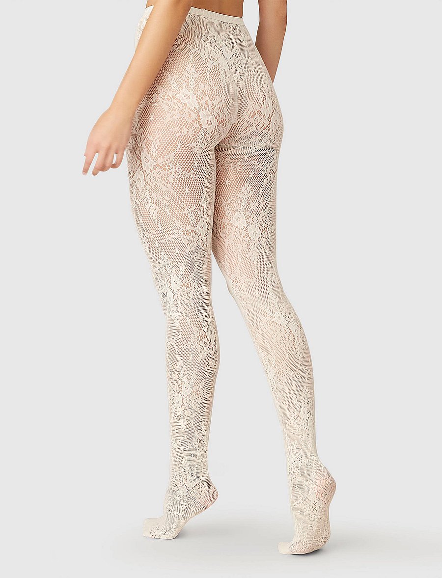 Swedish Stockings - Rosa lace tights - special occasions - ivory - 0