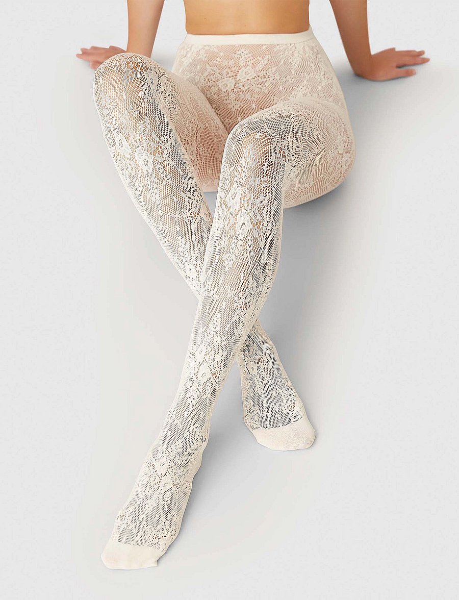Swedish Stockings - Rosa lace tights - special occasions - ivory - 3