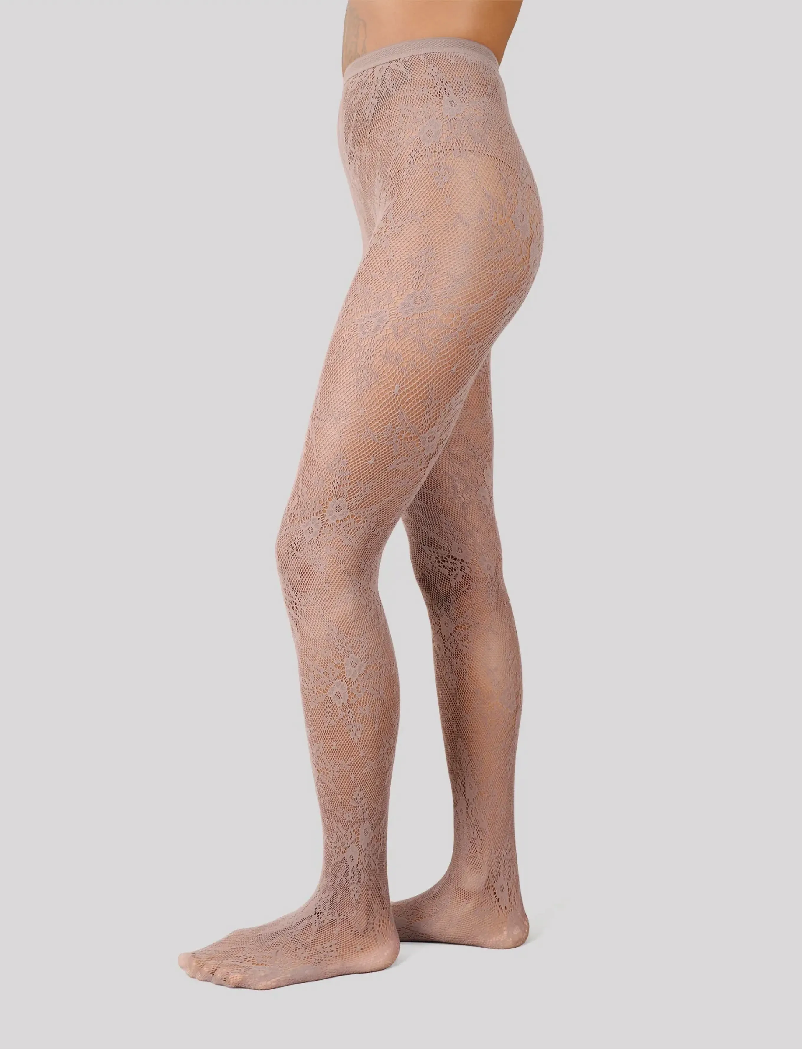 Swedish Stockings Rosa Lace Tights, XL, Grey, Lingeri > Strømpebukser & Leggings, Dame