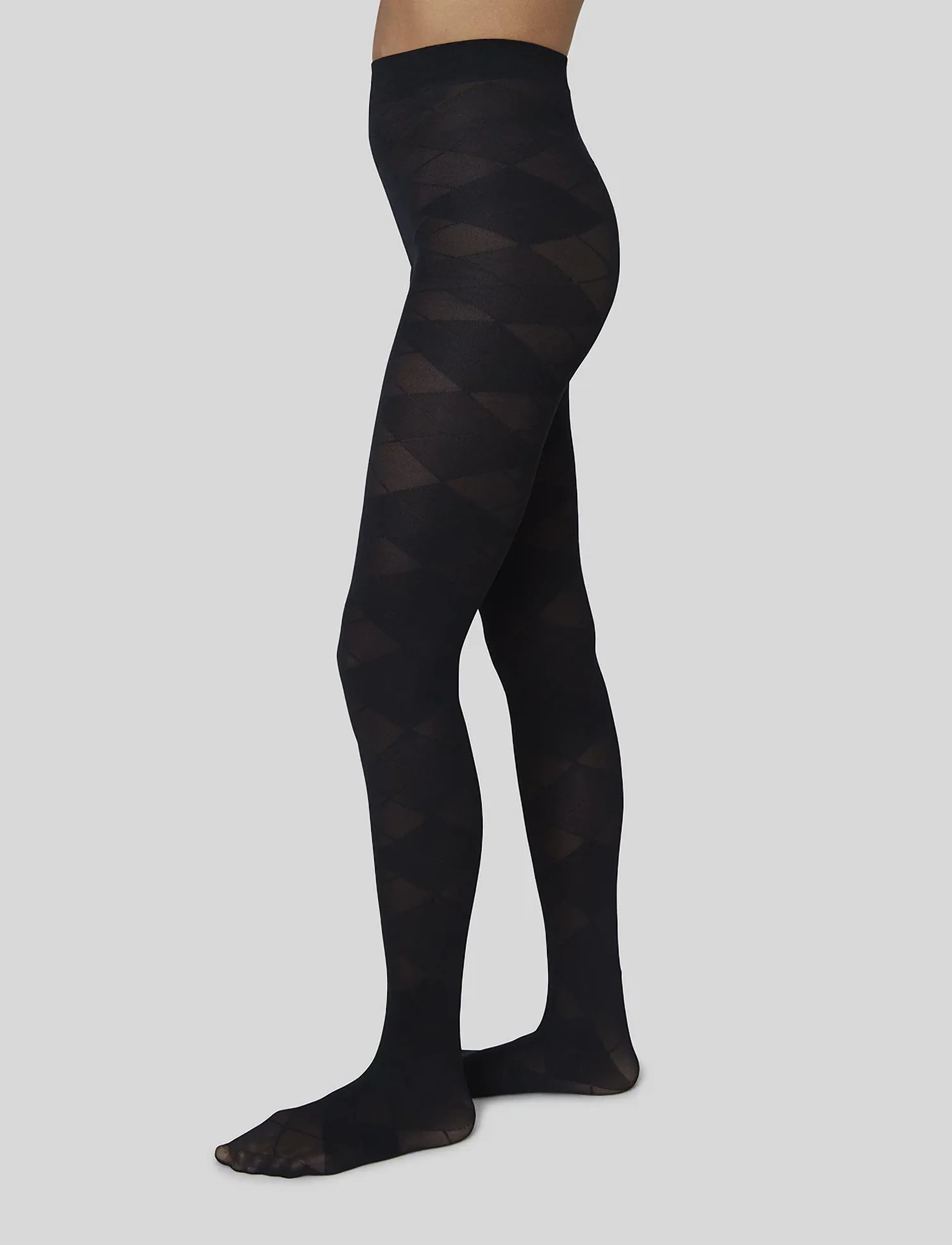 Swedish Stockings Rebecka Argyle Tights, M, Black, Undertøj > Pantyhose, Dame