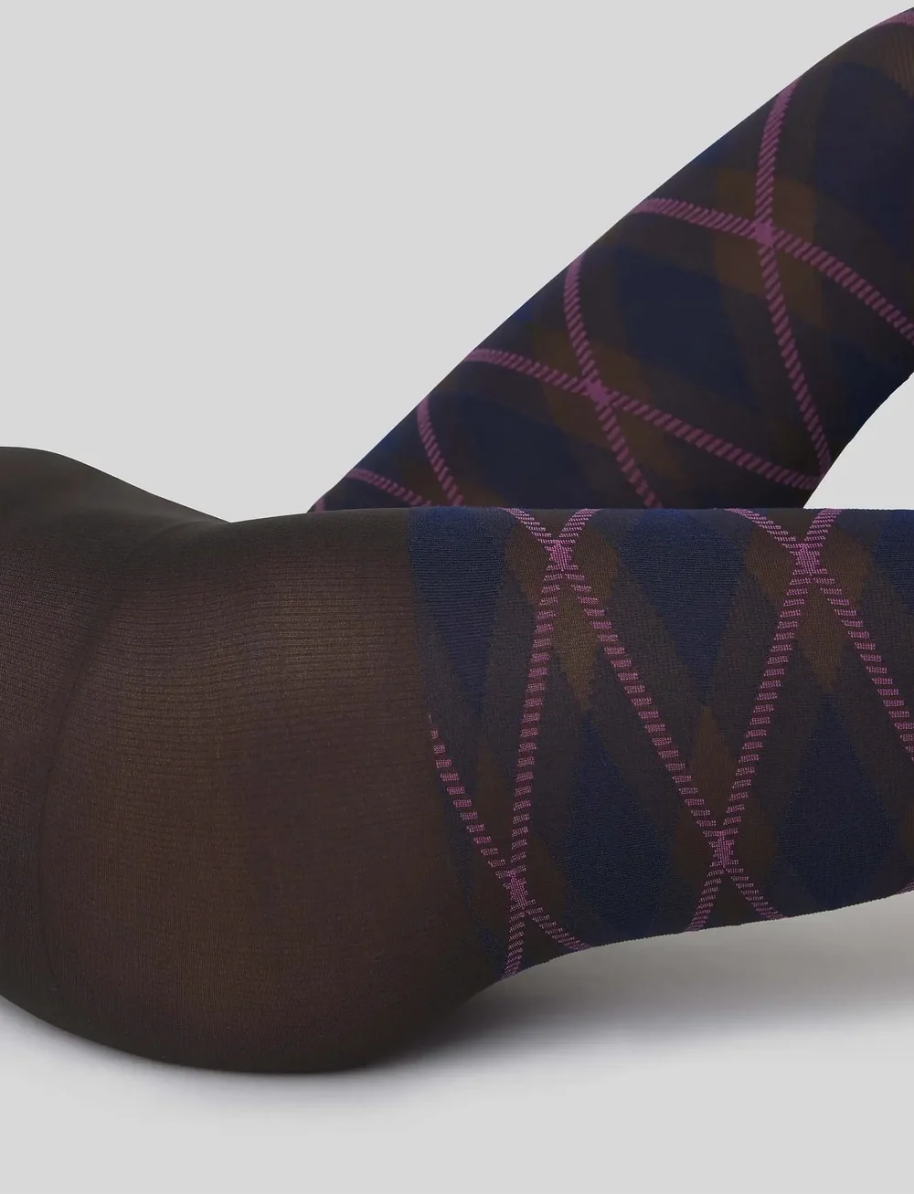 Swedish Stockings - Franka Check Tights - ypatingos progos - dark brown - 3