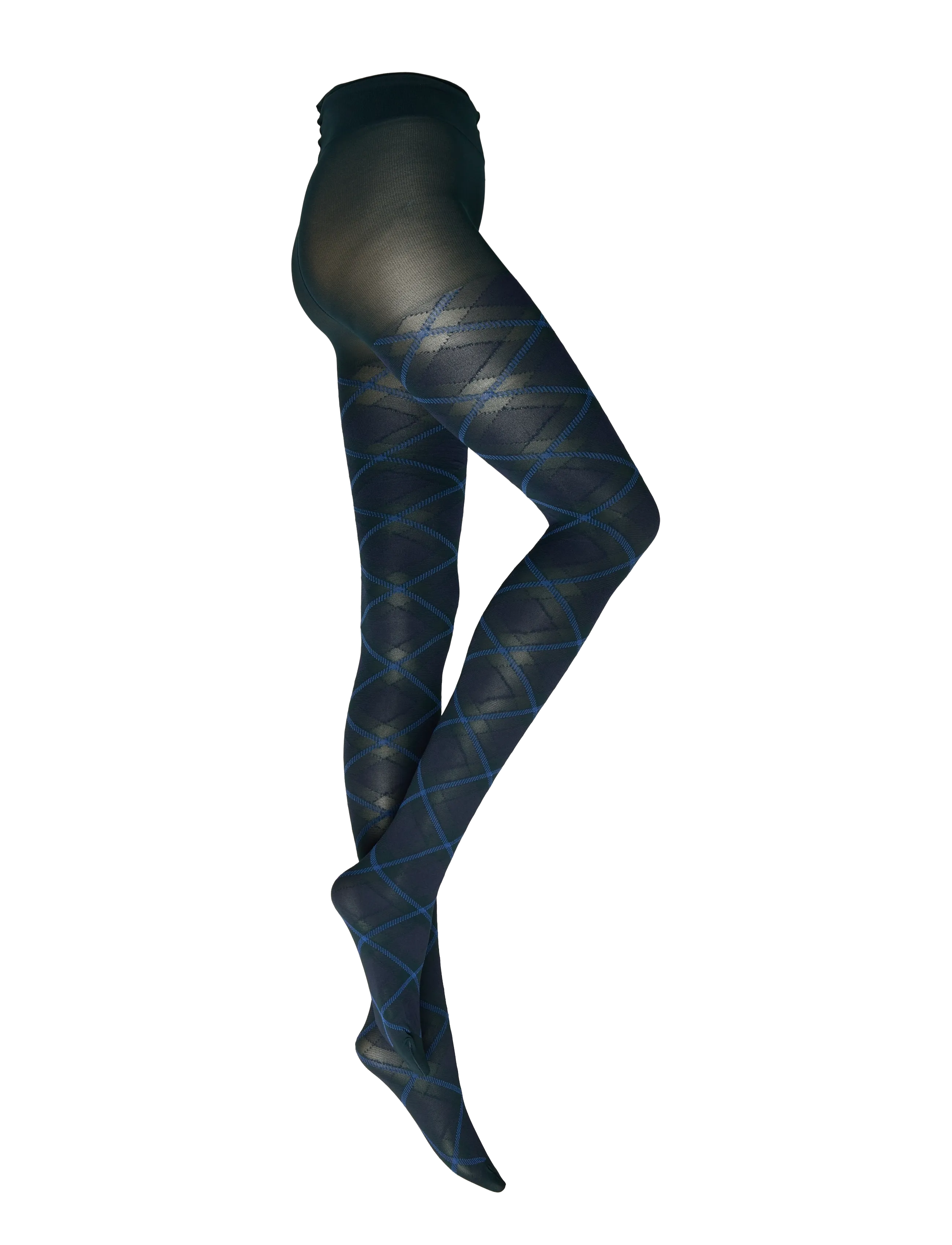 Swedish Stockings Franka Check Tights - Undertøj - DARK GREEN / navy
