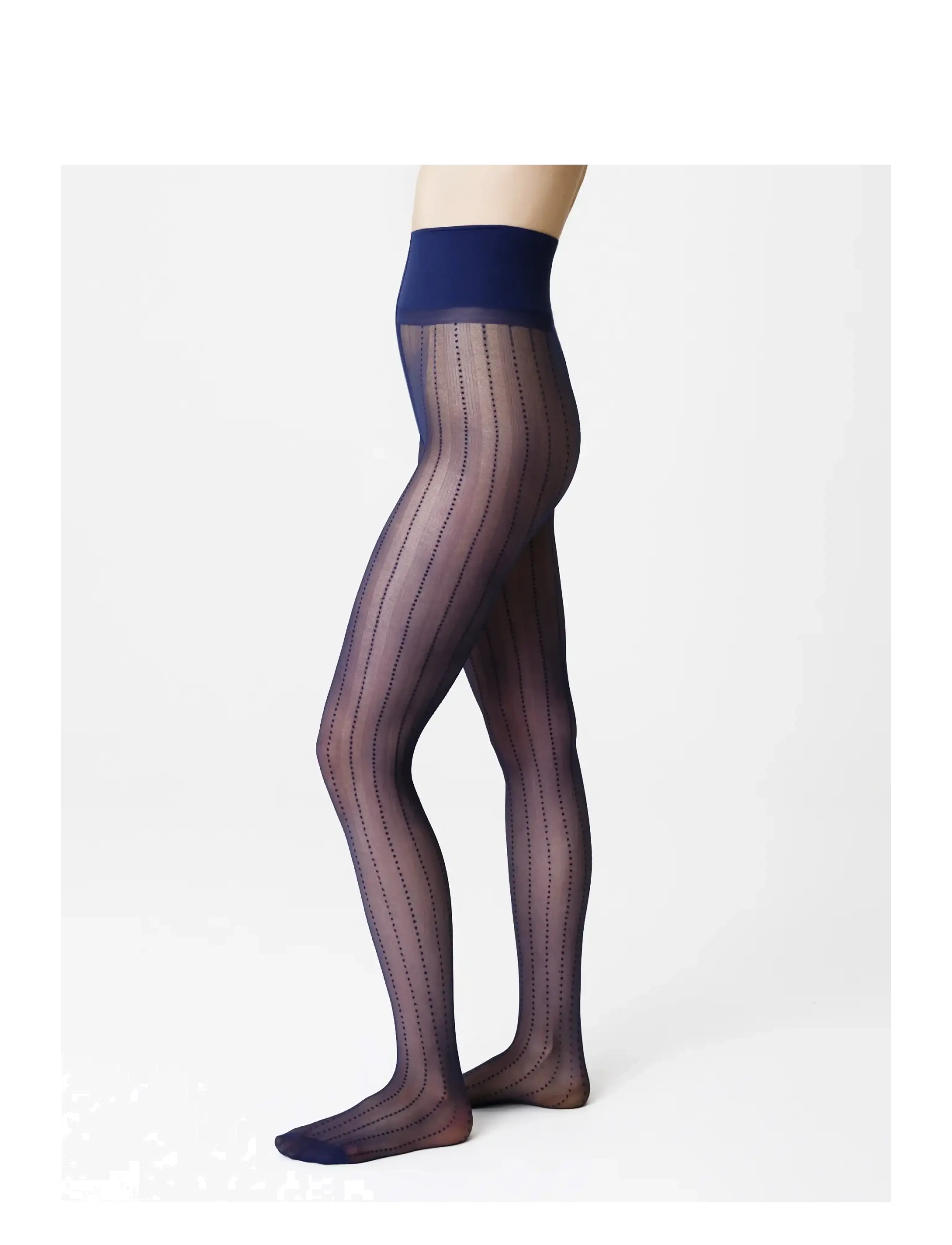 Swedish Stockings Viveca Stripe Tights - Aluspesu - DARK INDIGO / navy