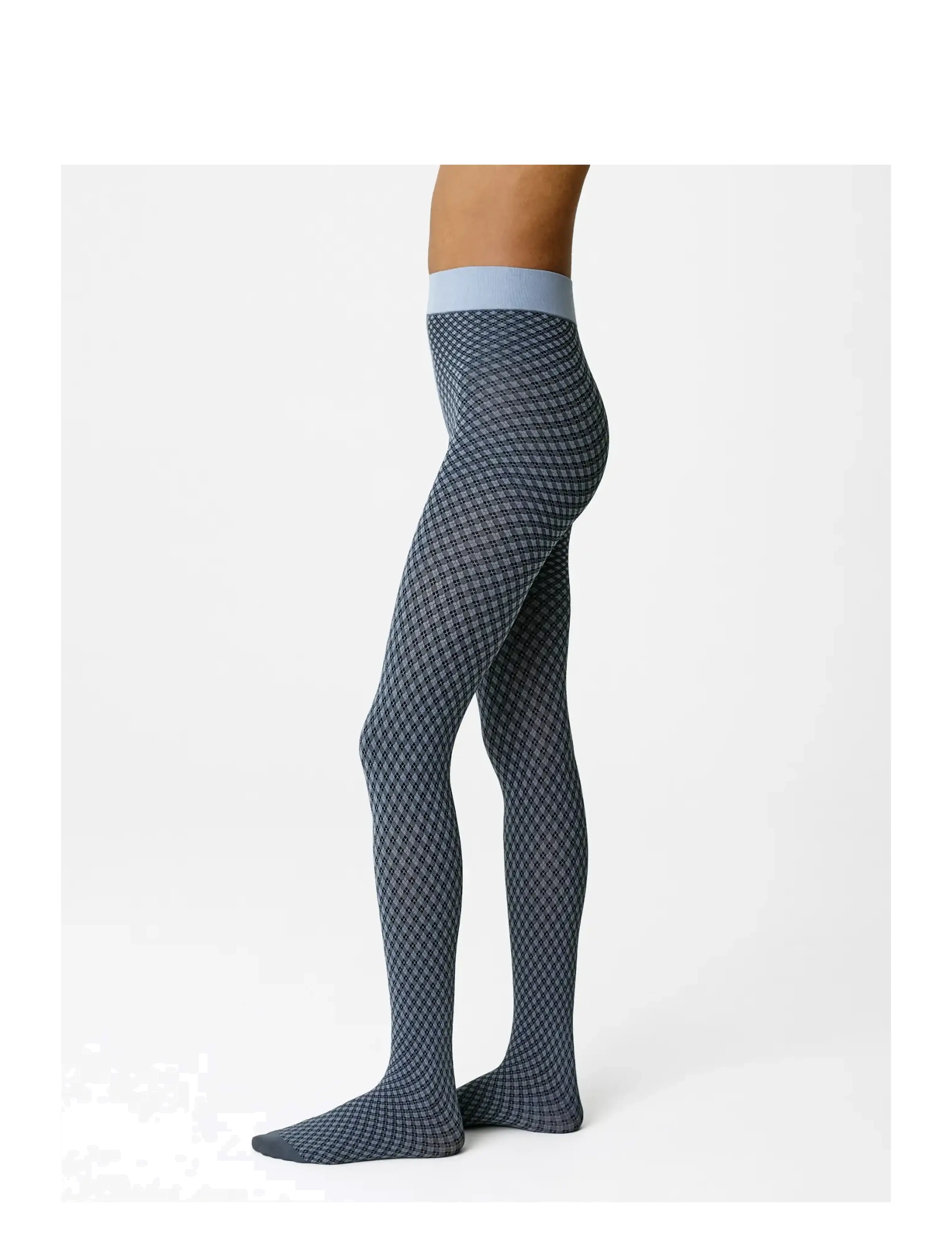 Swedish Stockings Clara Retro Patterned Tights - Kollektioner - DUSTY BLUE / blue