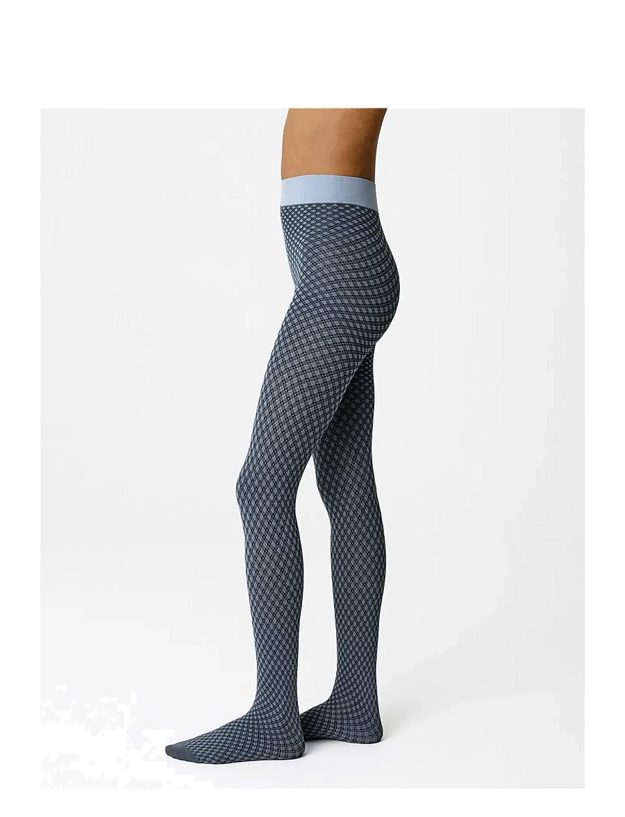 Swedish Stockings - Clara Retro Patterned Tights - særlige begivenheder - dusty blue - 1