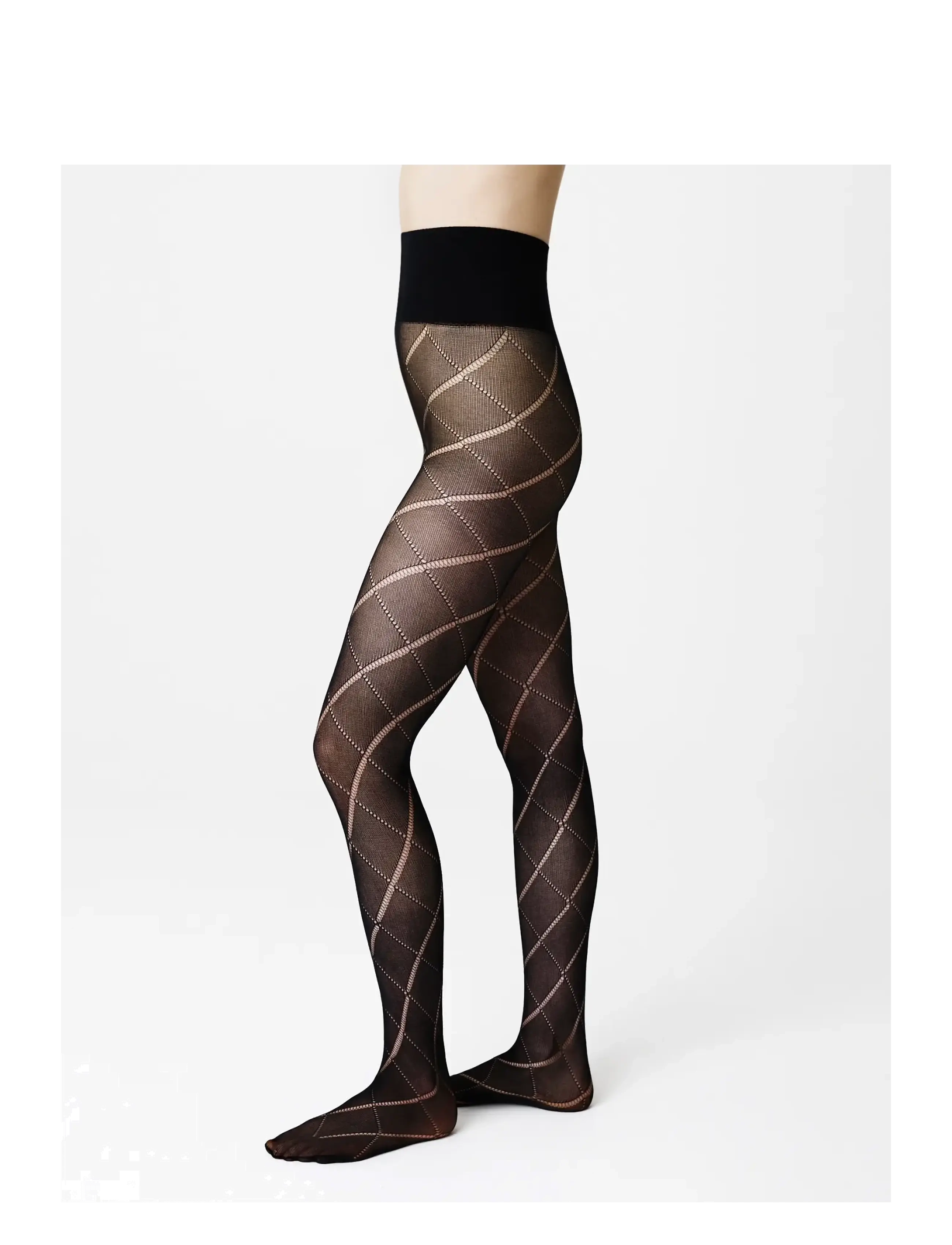 Swedish Stockings Kitty Romb Pointelle Tights - Aluspesu - BLACK / black