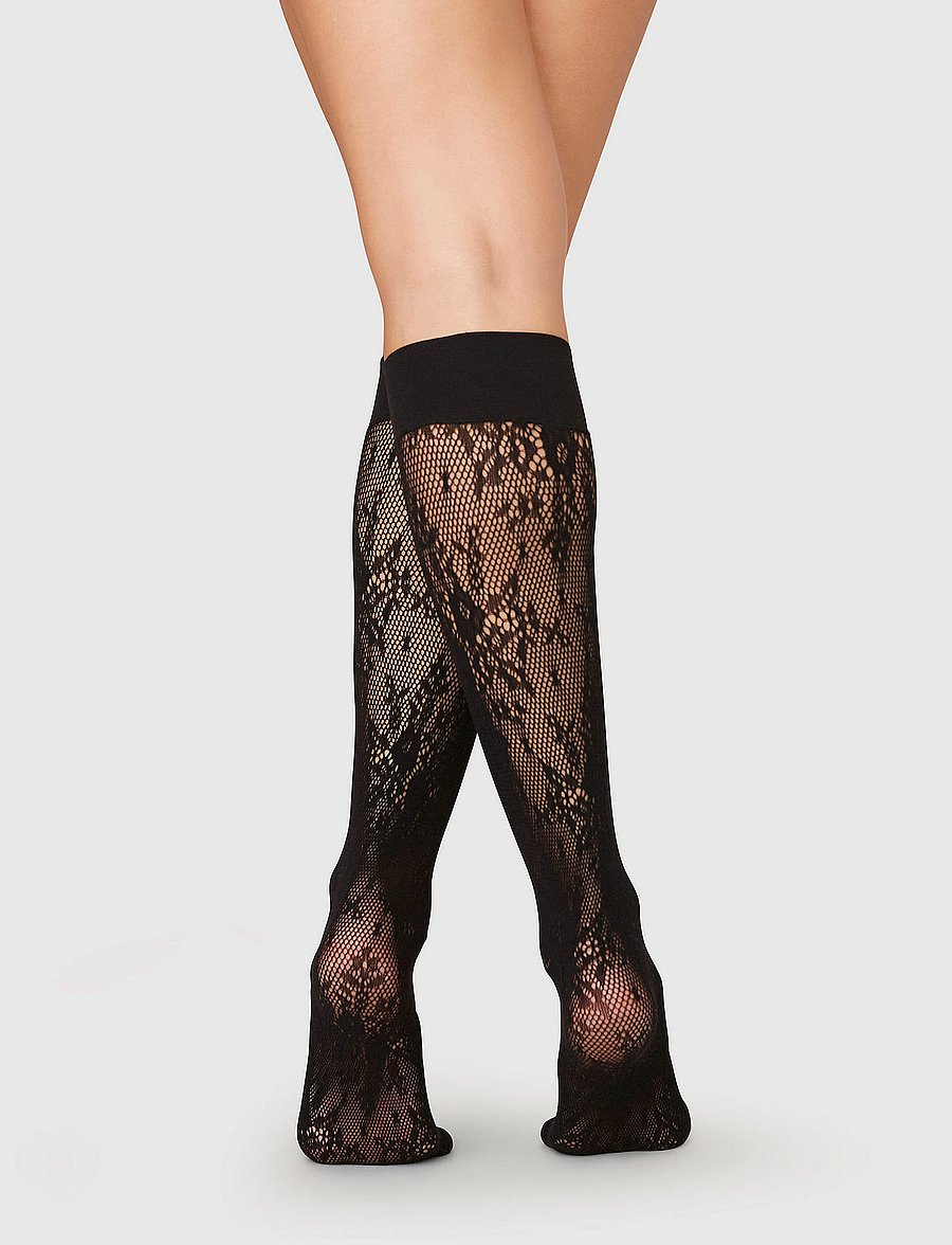 Swedish Stockings - Rosa Lace Knee-Highs - põlvikud - black - 2