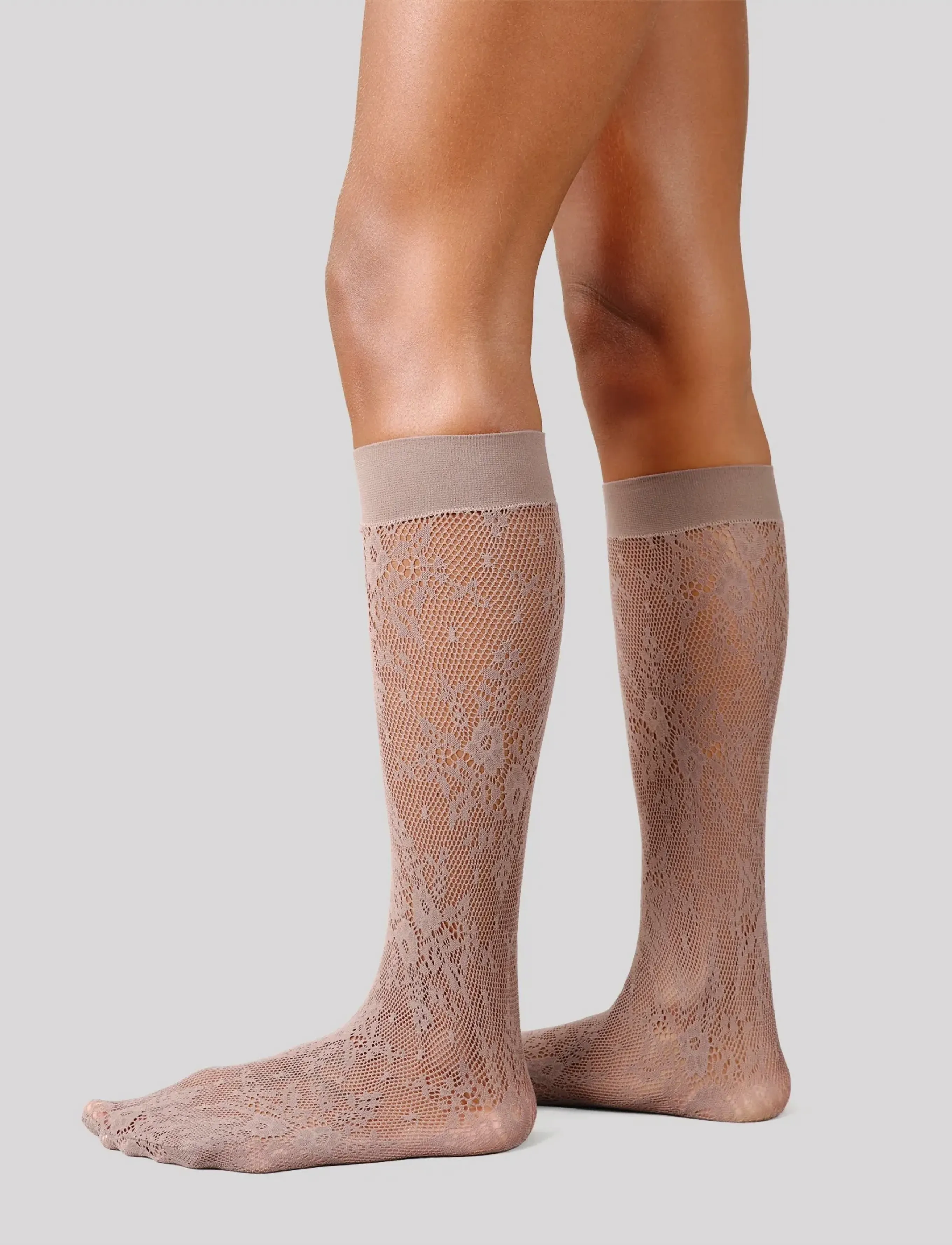 Swedish Stockings Rosa Lace Knee-Highs, One Size, Socks, Grau - Knee High Frauen