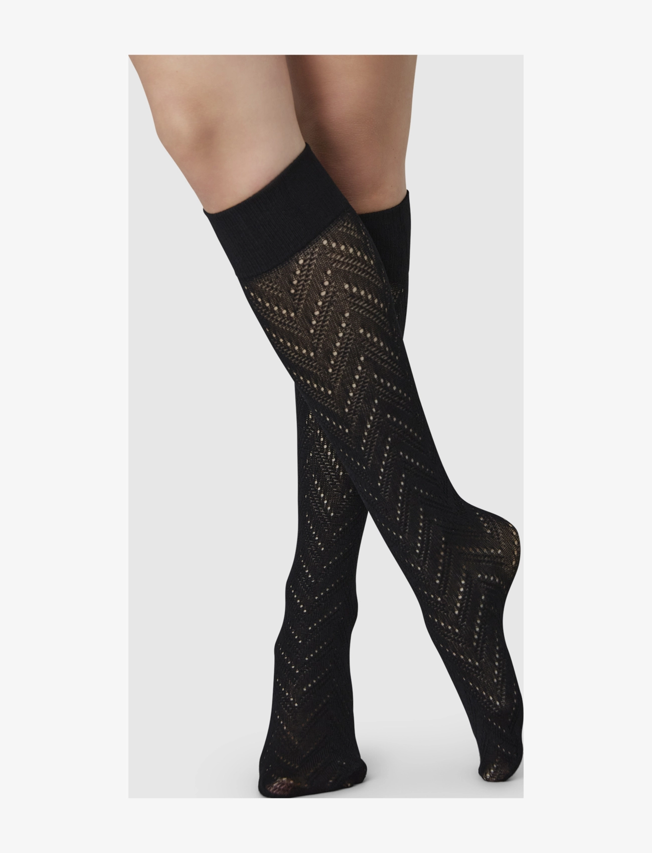 Swedish Stockings - Ina Pointelle Knee-Highs - black - 2