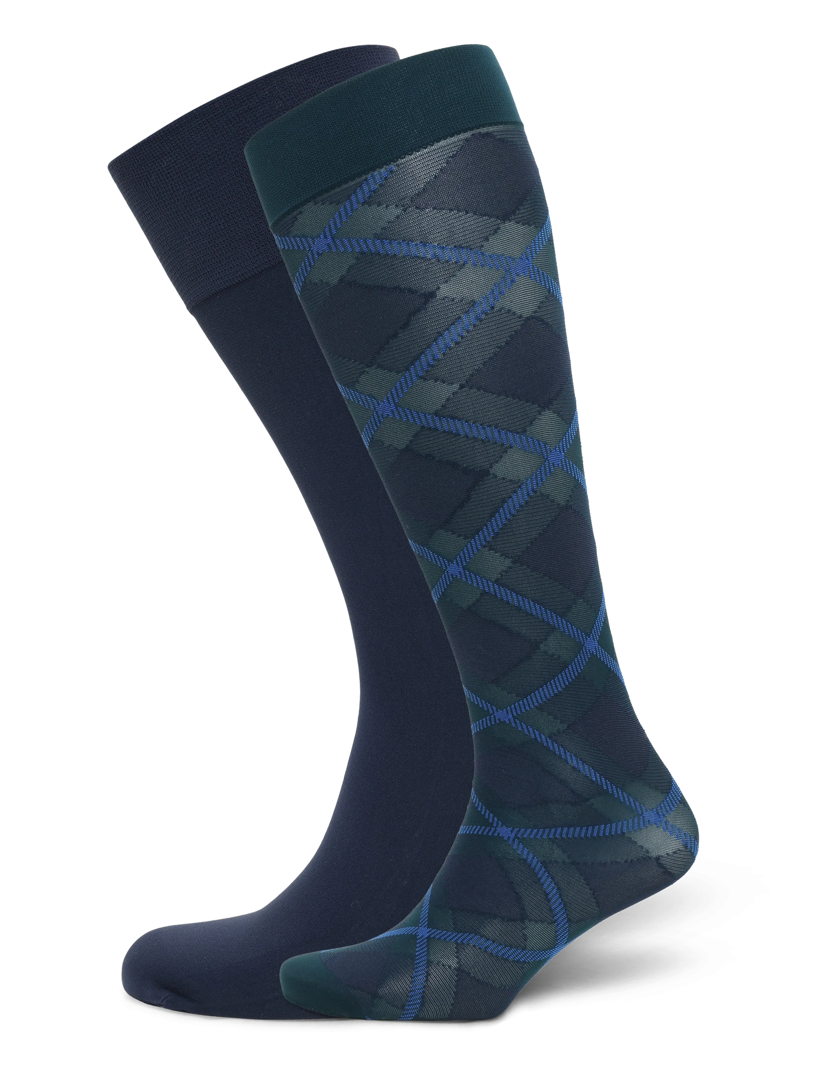 Swedish Stockings 2-Pack Franka Check & Solid Knee Highs, One Size, Socks, Mehrfarbig/gemustert - High Frauen