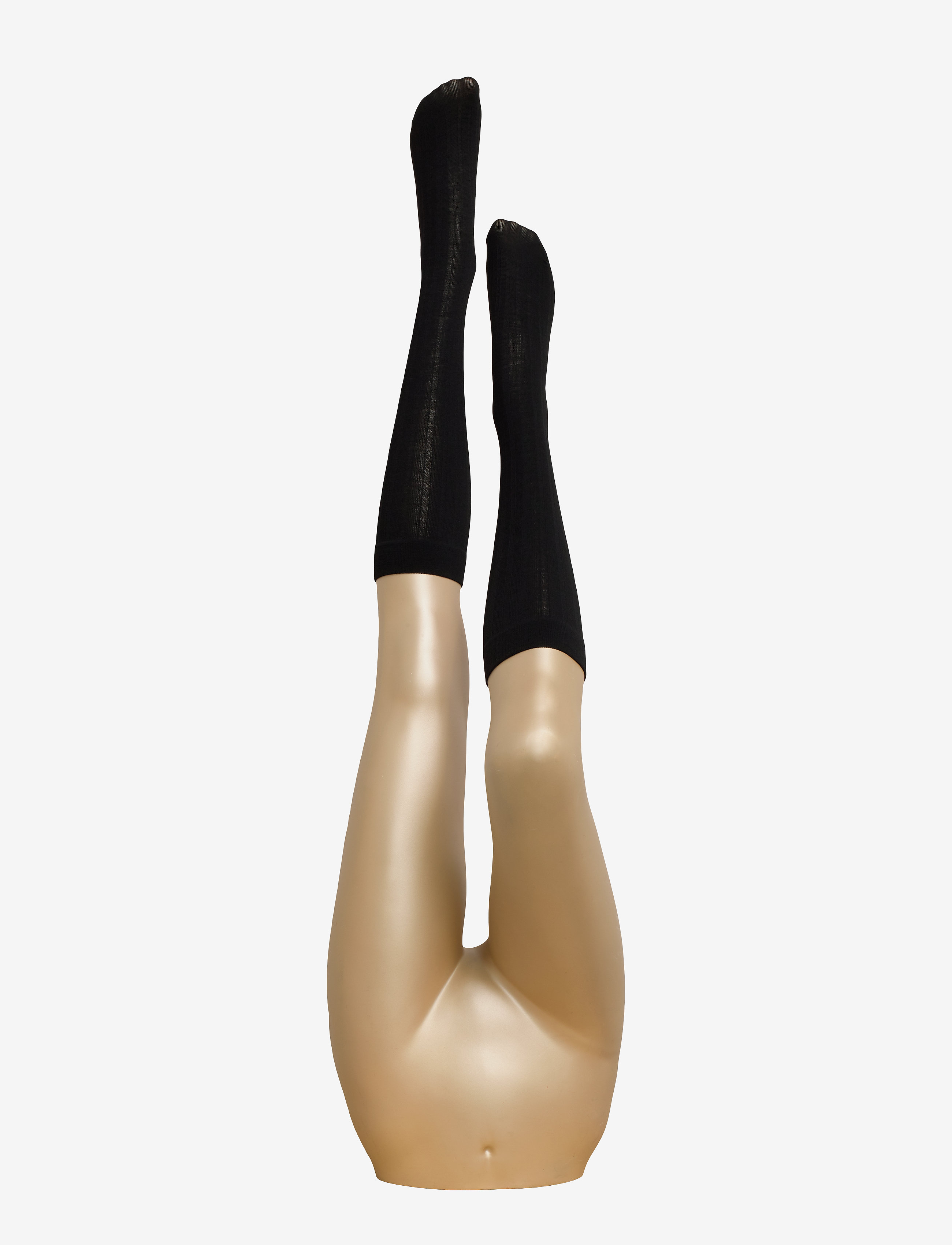 Swedish Stockings - Freja Ribbed Wool Knee-Highs - black - 2