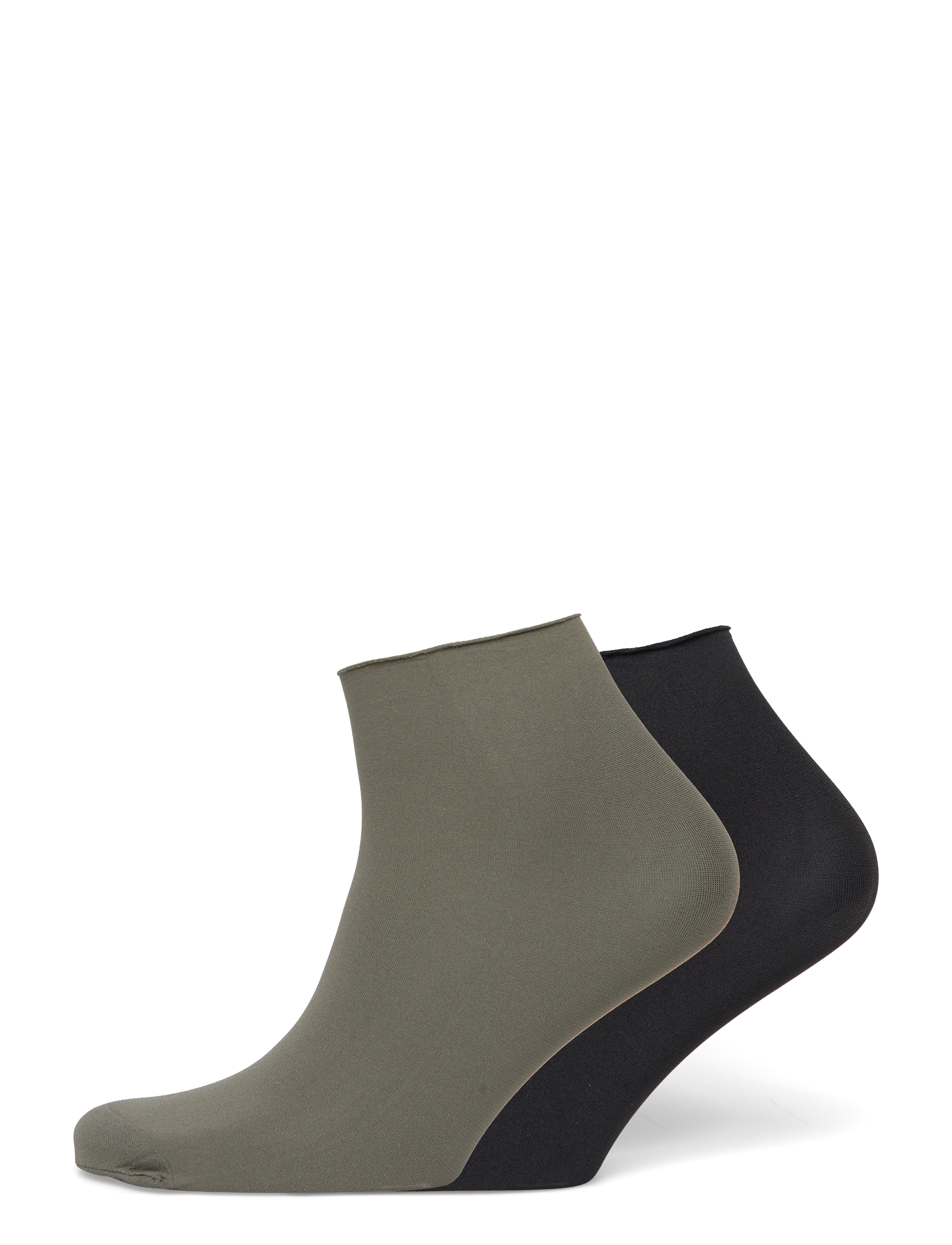 Swedish Stockings Judith Premium socks 2-pack 30D - Pesu - BLACK/KHAKI / khaki/green