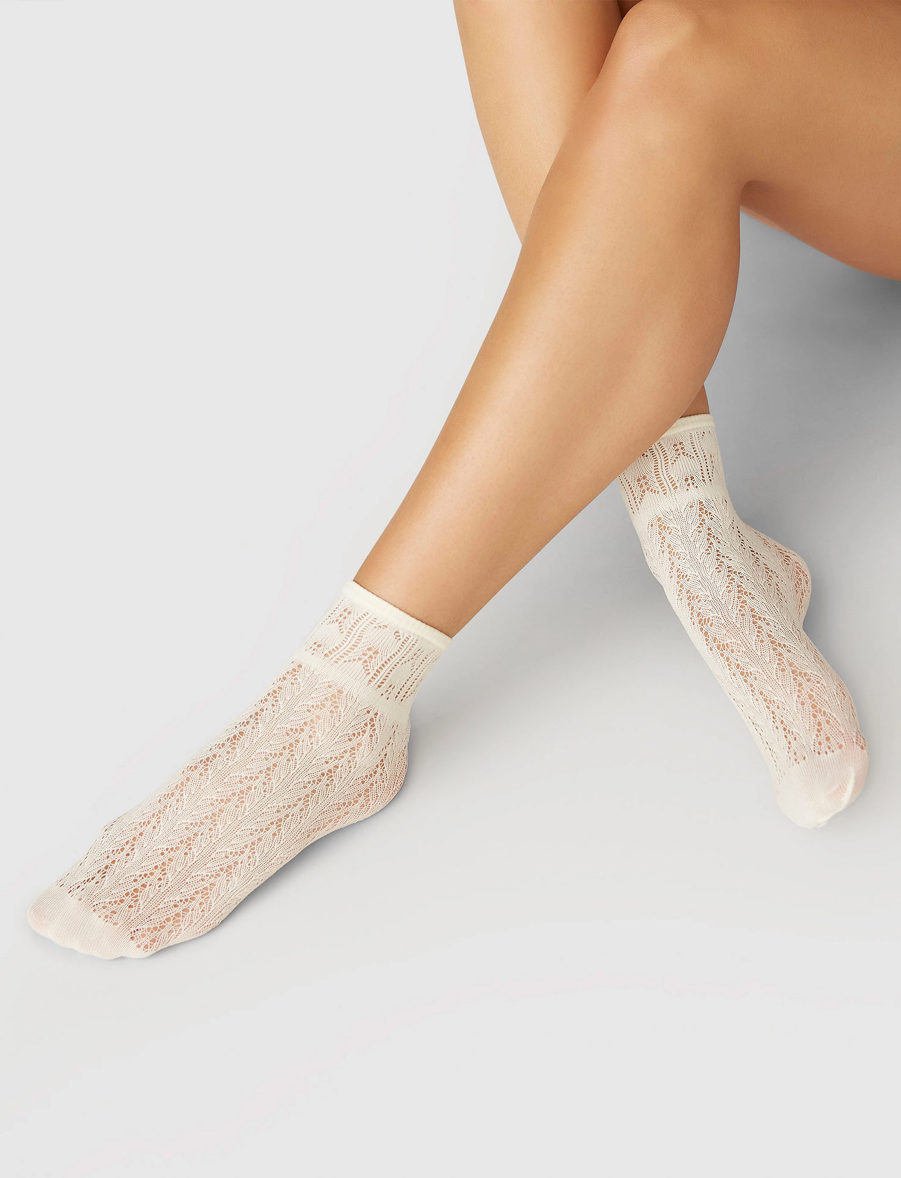 Swedish Stockings - Erica Crochet Socks - regular socks - ivory - 2