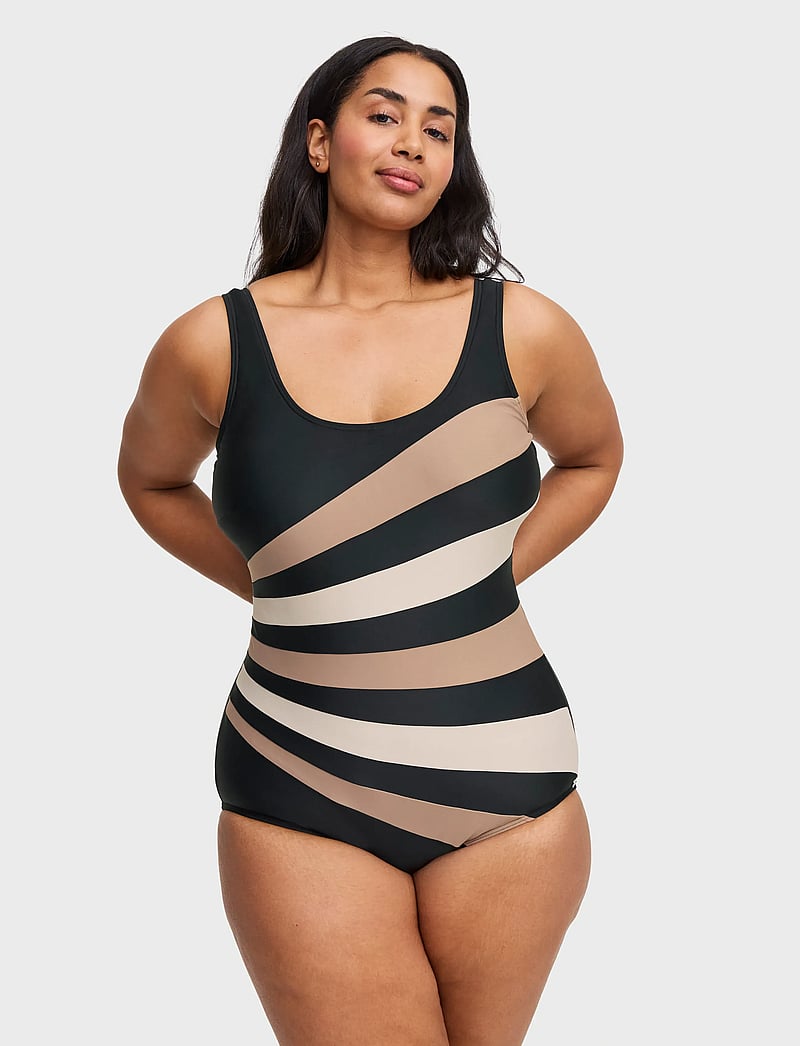 Swegmark - ACTION SWIMSUIT - badedragter - black/nougat/beige - 5